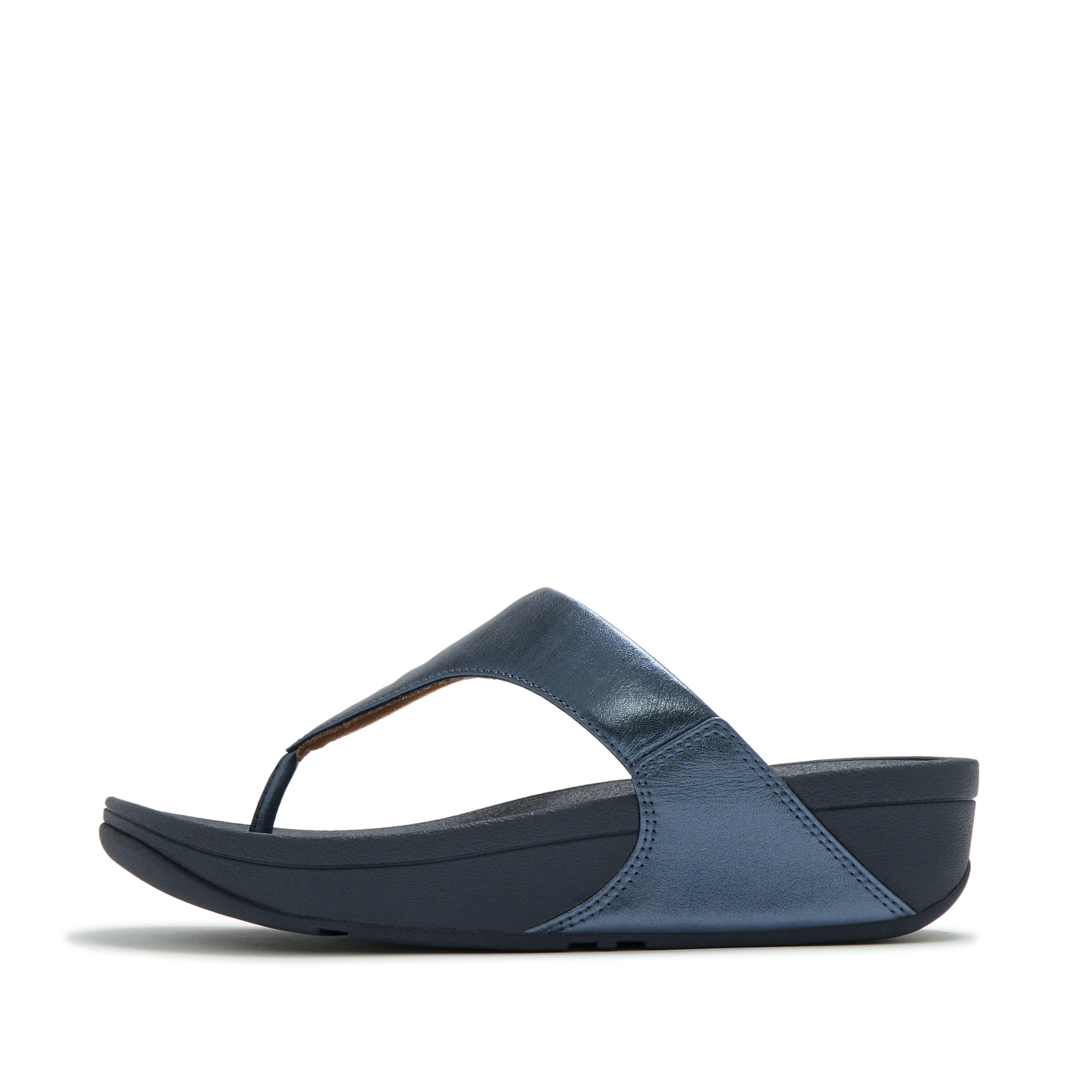 Fitflop LULU LEATHER TOEPOST Dianette Zehentrenner, Pool Slides, Pantolette, Badeschuh mit Keilabsatz