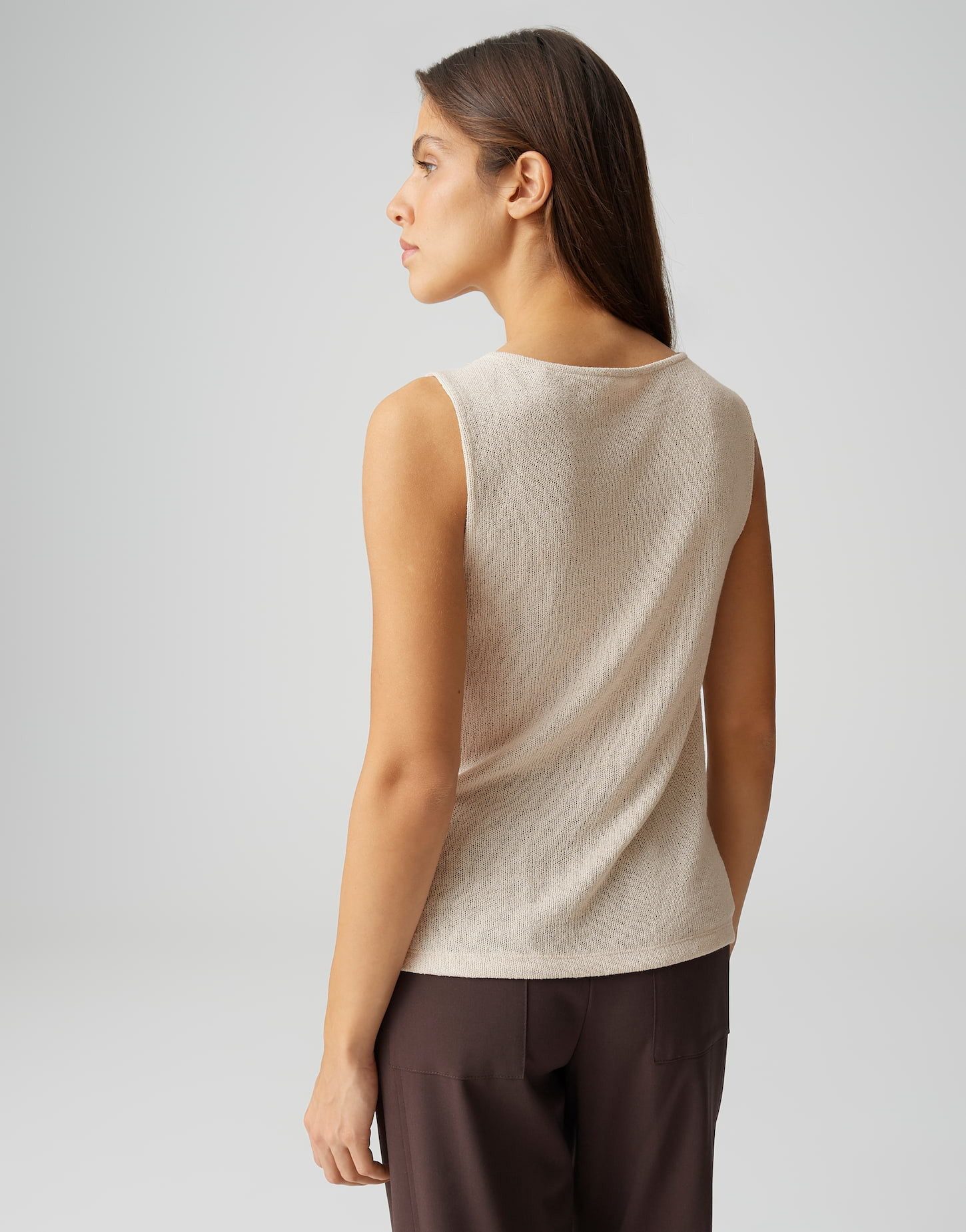 OPUS Shirttop Loose Fit in edler Strickoptik Jersey mit Rundhals-Ausschnitt
