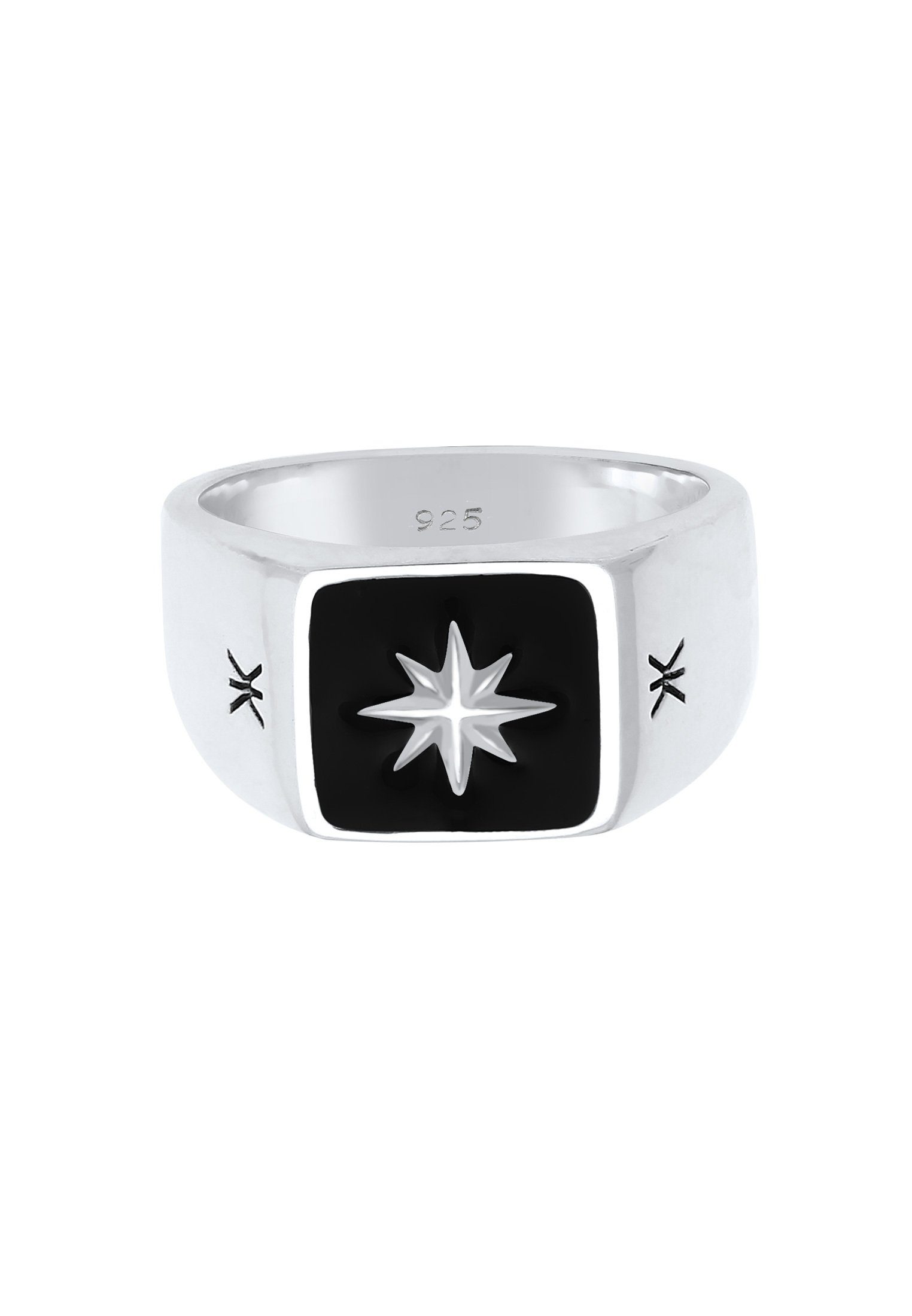 925er Silber Basic Siegelring Siegelring Stern Emaille Herren Kuzzoi