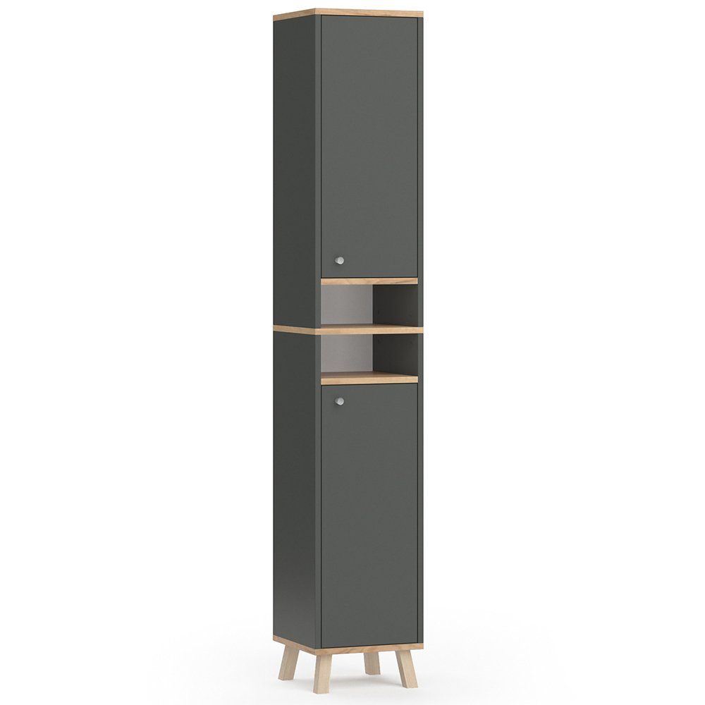 Vicco Badschrank Senyo Anthrazit/Goldkraft Eiche 30 x 174 cm günstig online kaufen