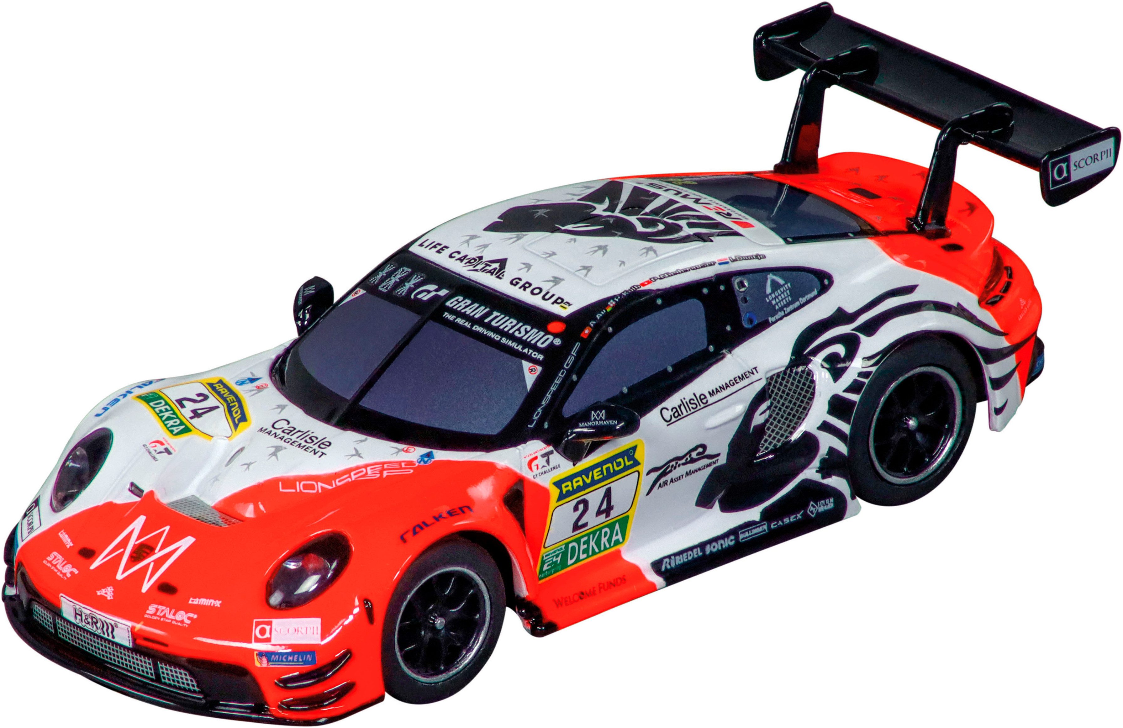 Carrera® Rennbahn-Auto Carrera Hybrid Porsche 911 GT3 R 'Lionspeed GP, No.24', mit Licht und Sound