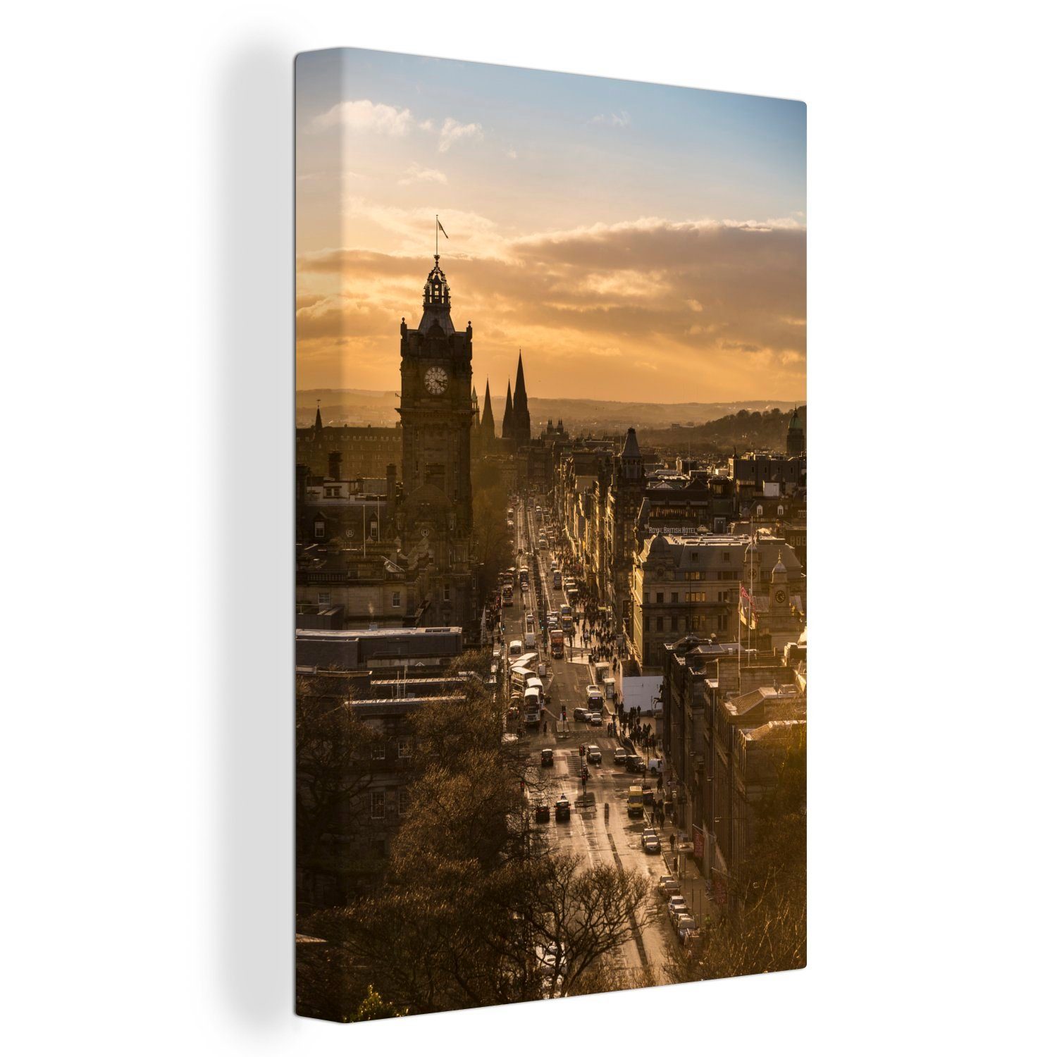 OneMillionCanvasses® Leinwandbild Blick auf die Hill Zackenaufhänger, Street Edinburgh inkl. in aus, Gemälde, Calton Princes fertig vom Leinwandbild (1 St), cm 20x30 bespannt