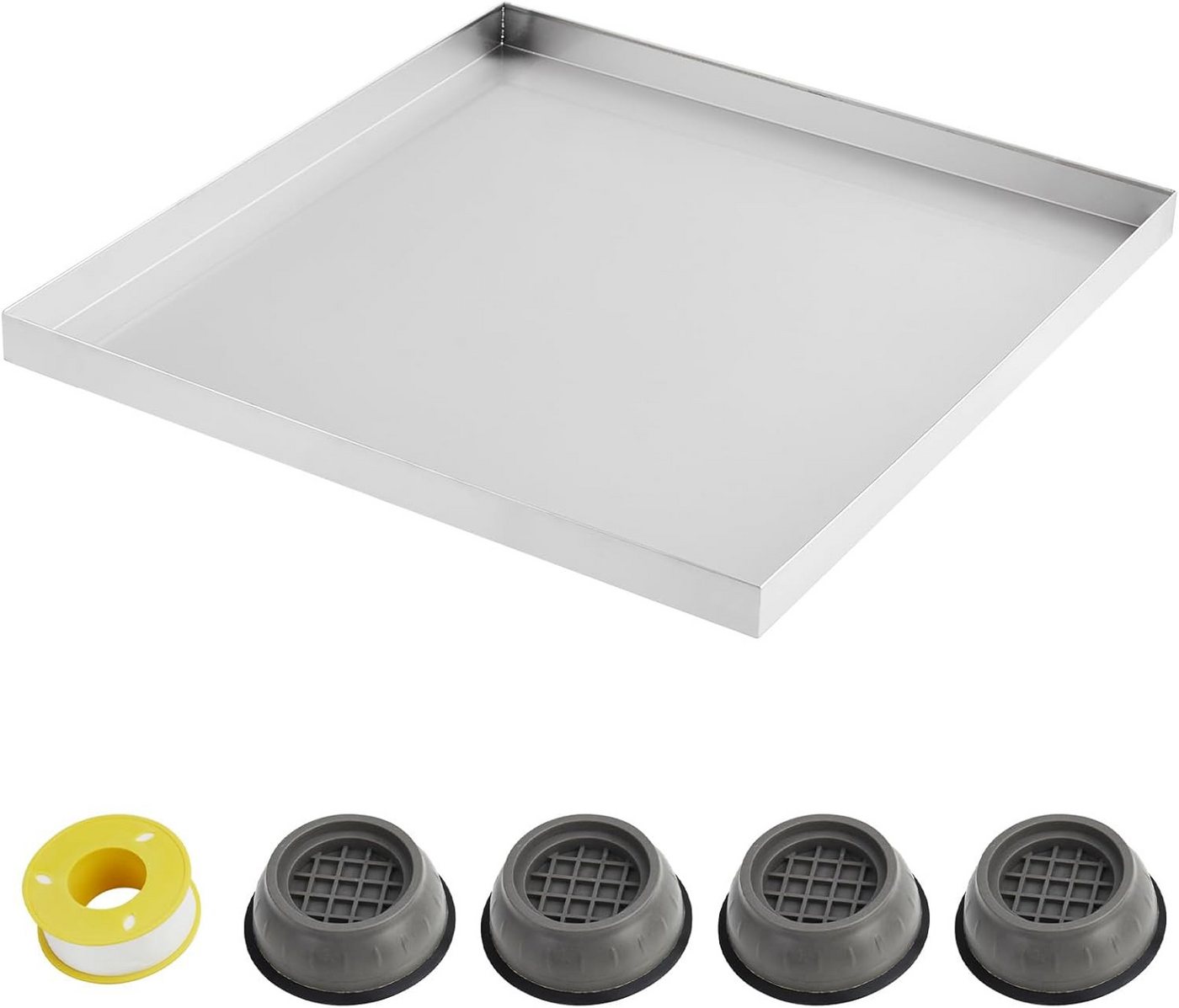 GarveeMore Waschmaschinenuntergestell Edelstahl Waschmaschine Tray, 24" x 24", Tropffach Fang, kein Loch