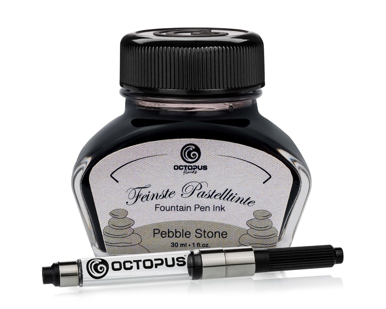 OCTOPUS Fluids Füllhaltertinte, Pastell Grau "Pebble Stone" 30ml mit Konverter Tintenglas (Set, 0-tlg)