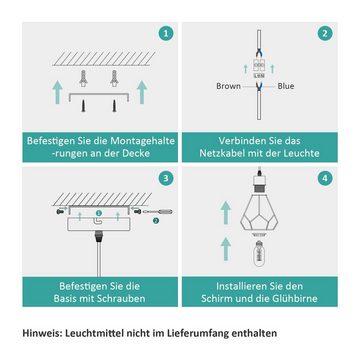 EMKE Pendelleuchte Retro Hängelampe Pendelleuchte aus Metall Industrial Hängelampe, Geometrischem Design Lampenschirm für E27 (Glühbirne nicht enthalten)