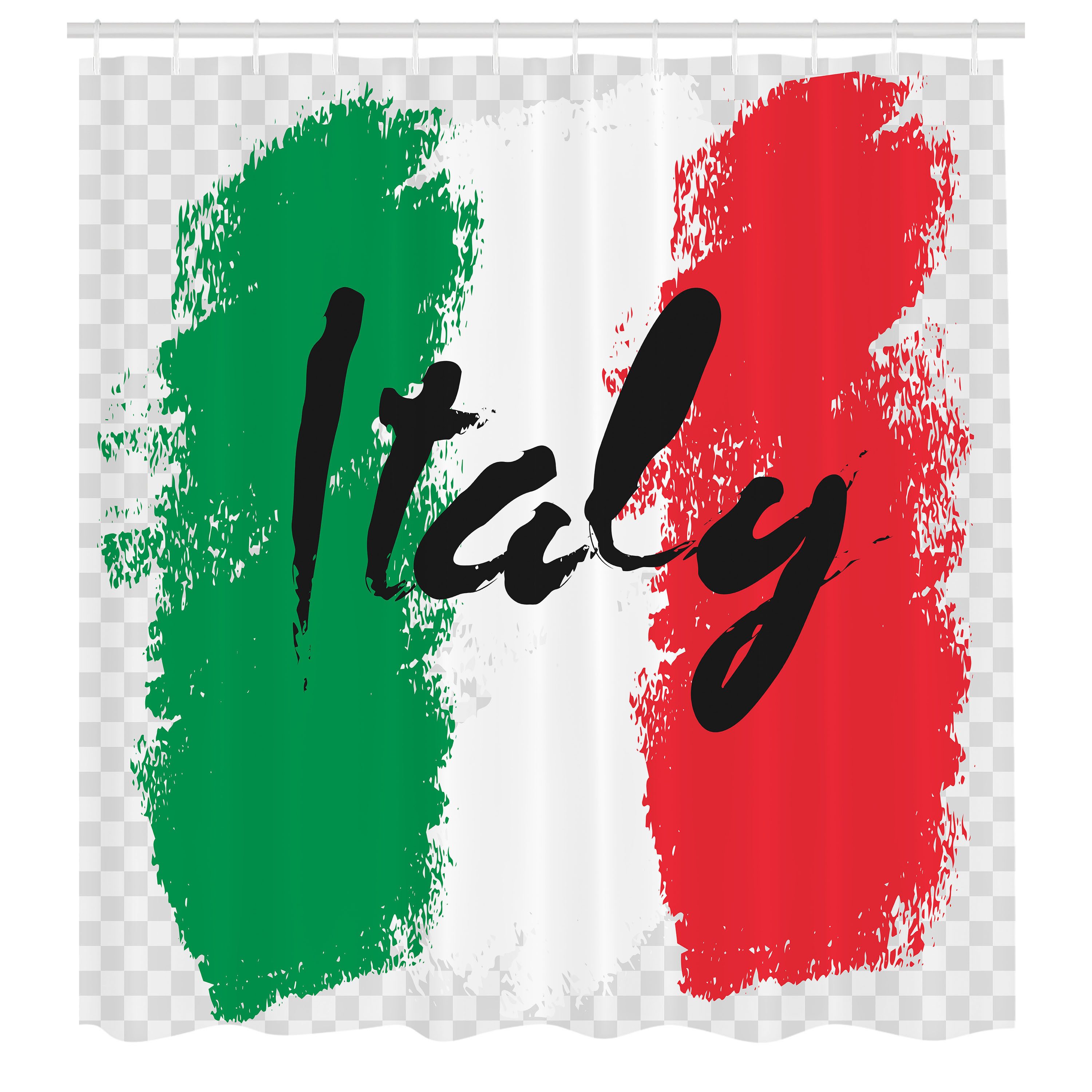 Abakuhaus Duschvorhang Moderner Digitaldruck mit 12 Haken auf Stoff Wasser Resistent Breite 175 cm, Höhe 180 cm, Italien Italienische Flagge Bunte Grunge