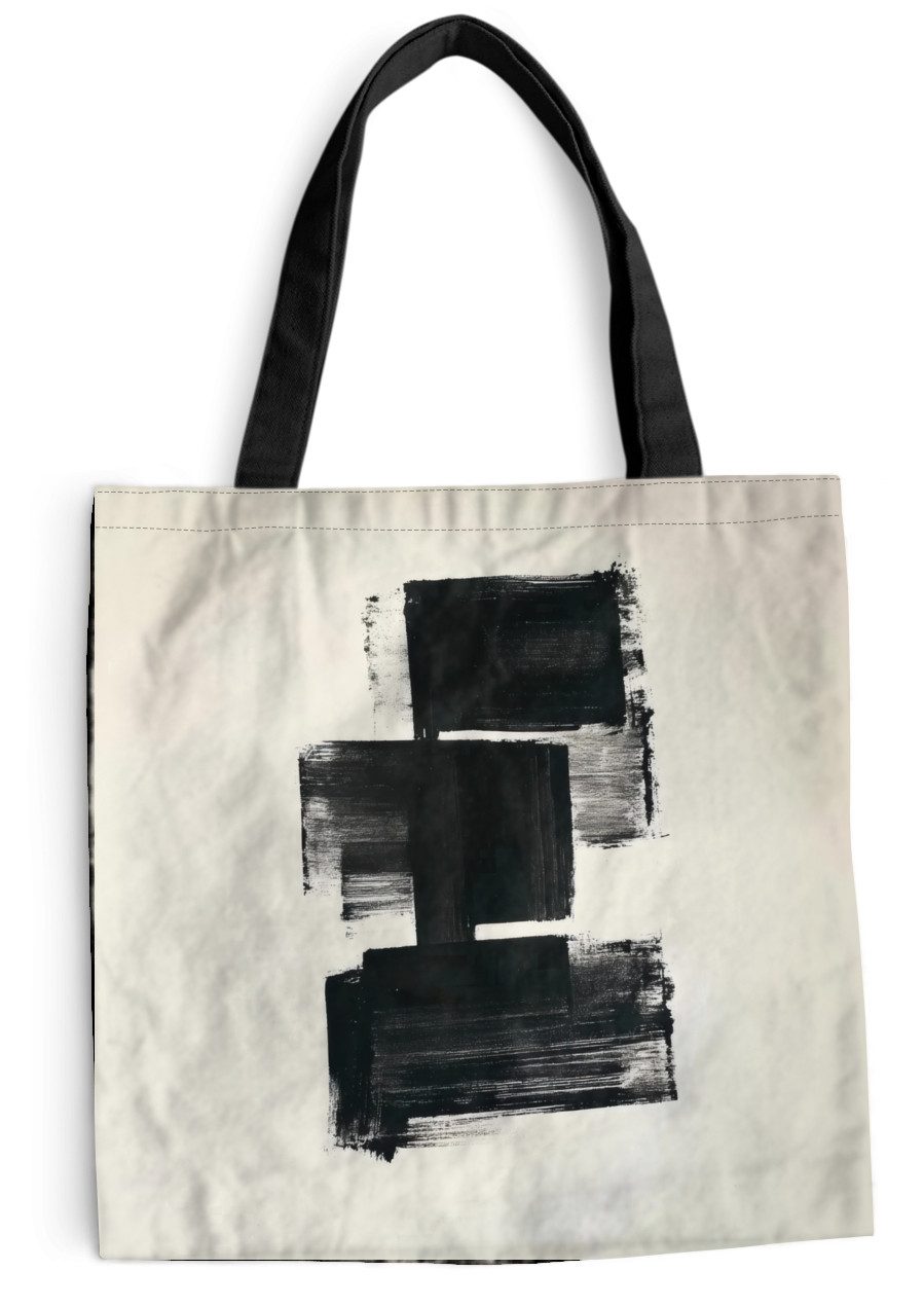 MuchoWow Shopper Rechtecke - Pinselstriche - Abstrakt - Schwarz, Handtasche, Damen und Herren, Schultertasche, Umhängetasche, Tote Bag