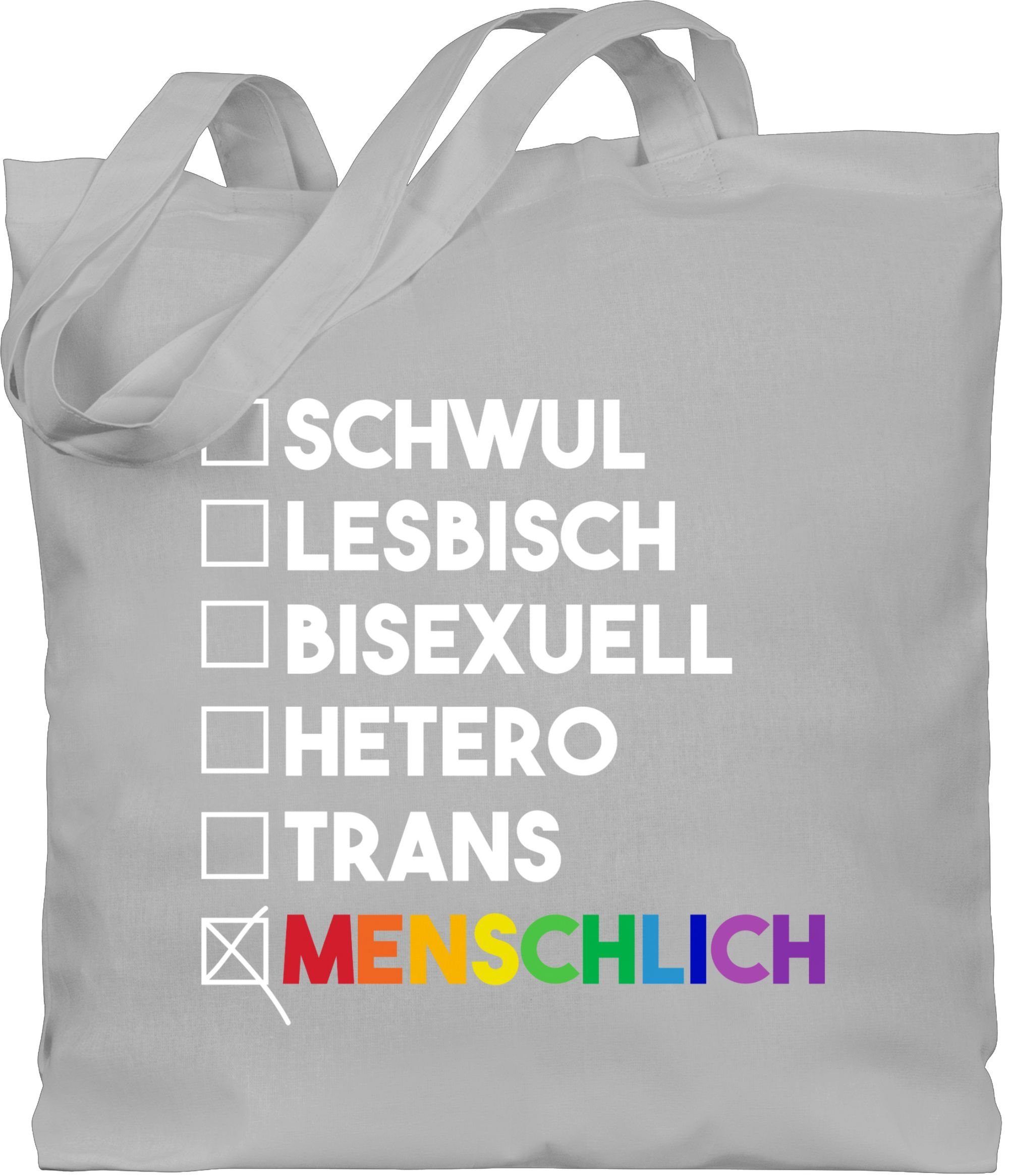 Shirtracer Umhängetasche Menschlich - Deine Wahl - Pride - Regenbogen - weiß, LGBT Kleidung 3 Hellgrau