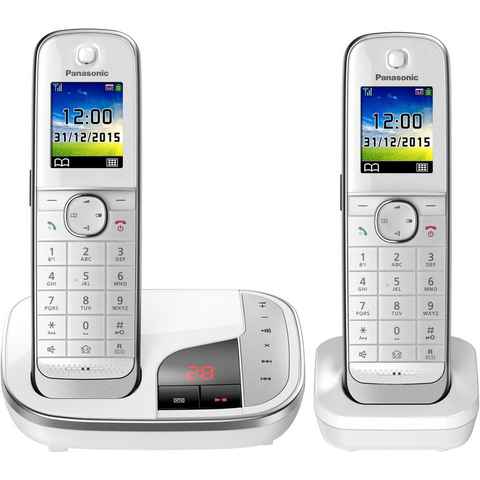Panasonic KX-TGJ322 Schnurloses DECT-Telefon (Mobilteile: 2, mit Anrufbeantworter, Weckfunktion, Freisprechen)