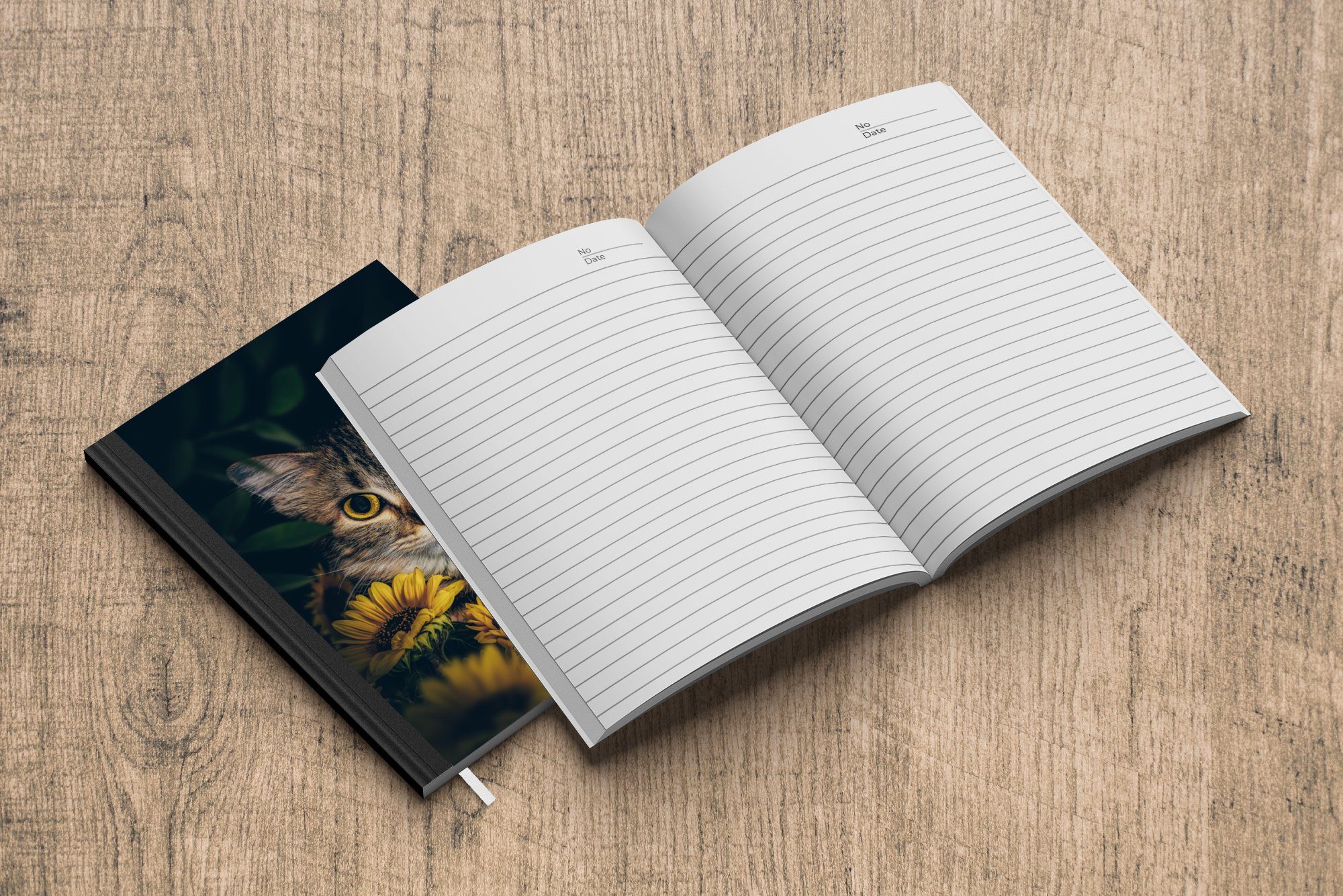 Haushaltsbuch Notizbuch - - A5, Notizheft, Gelb 98 MuchoWow - Katze Botanisch, Tagebuch, Journal, Blumen Merkzettel, Seiten,