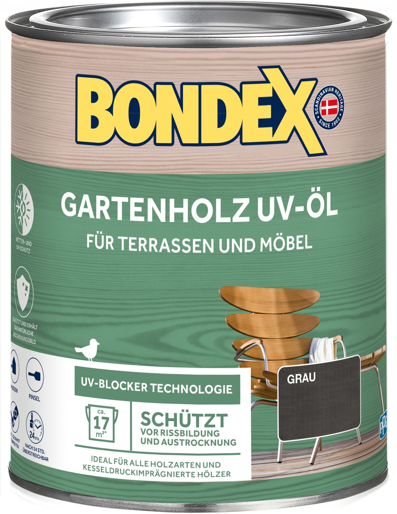 Bondex Holzöl UV-Öl farblos oder grau, 0,75 - 2,5 l, Wasser-stop Abperleffekt
