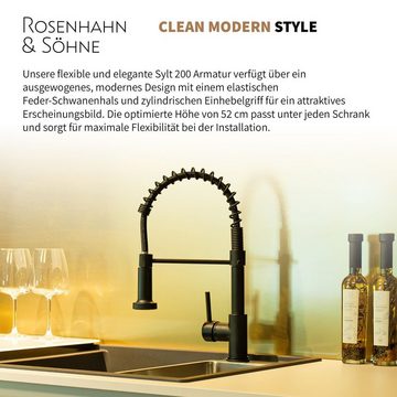 Rosenhahn & Söhne Küchenarmatur & Söhne Sylt 200 Küchenarmatur mit Brause- 360° Drehbarer Wasserhahn