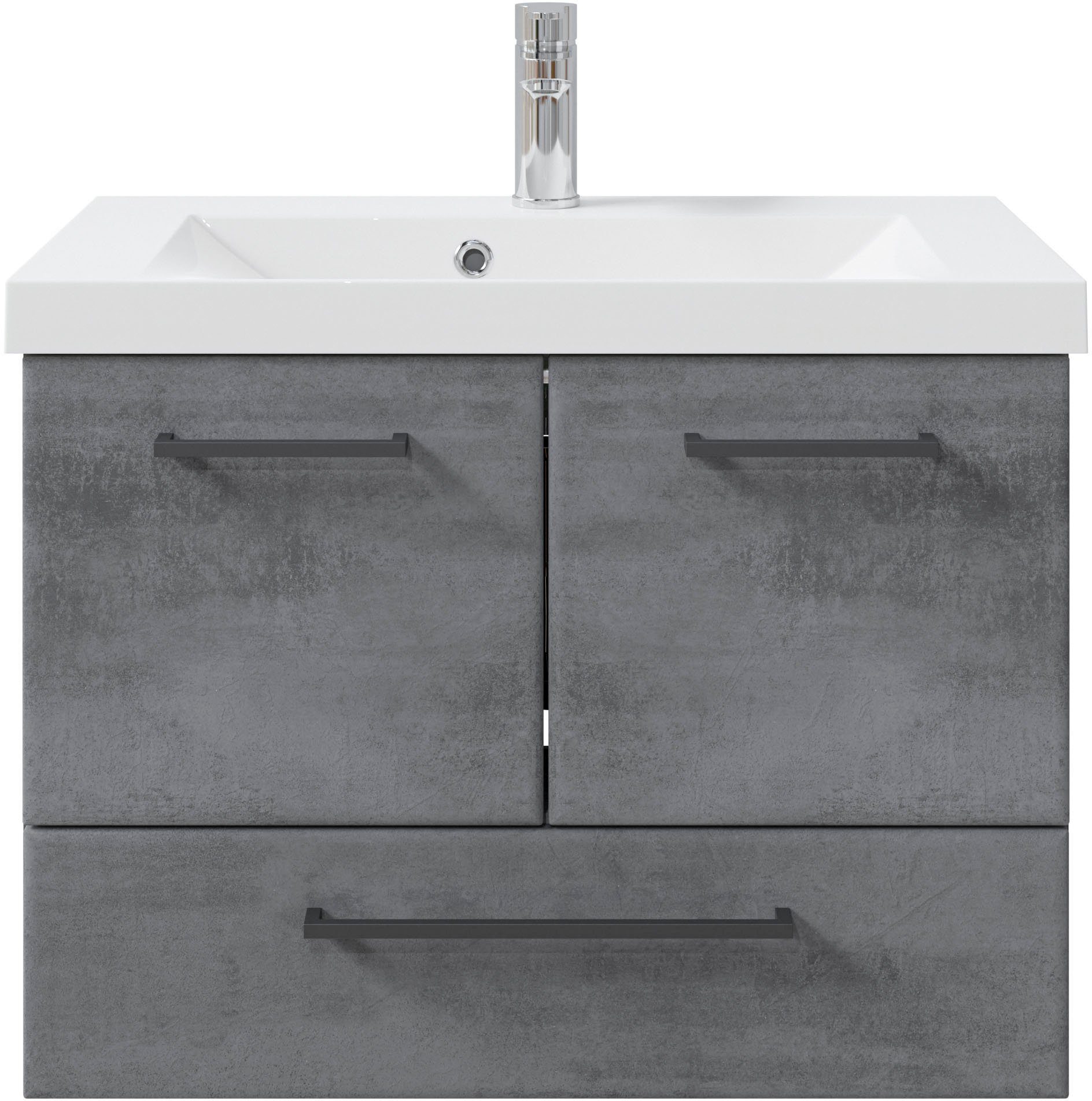 Badmöbel-Set Quickset 945 Mineralmarmor-Waschtisch mit Unterschrank, 74 cm breit