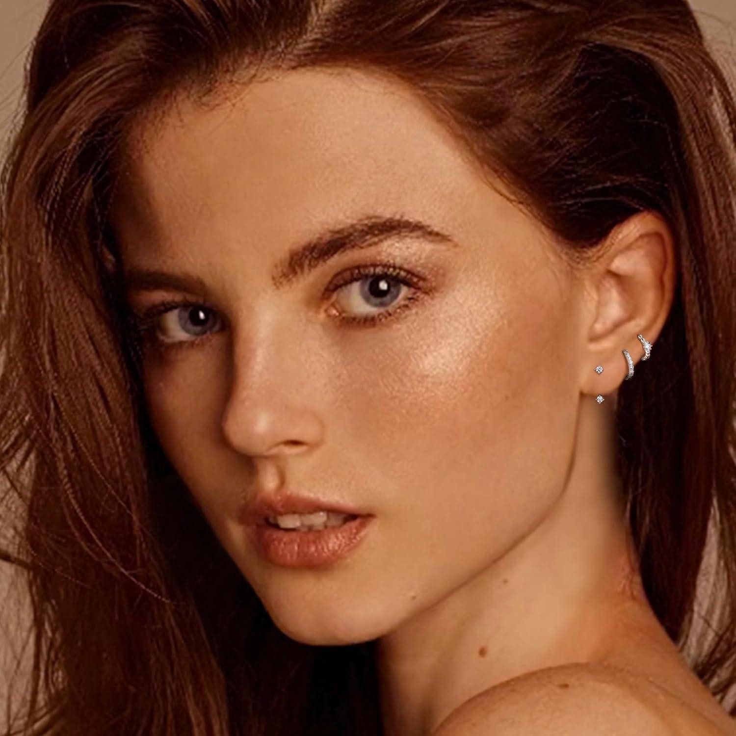 LuxusKollektion Schmuckset 3 Paar Ohrringe Silber 925 14 Karat Vergoldet Zi günstig online kaufen