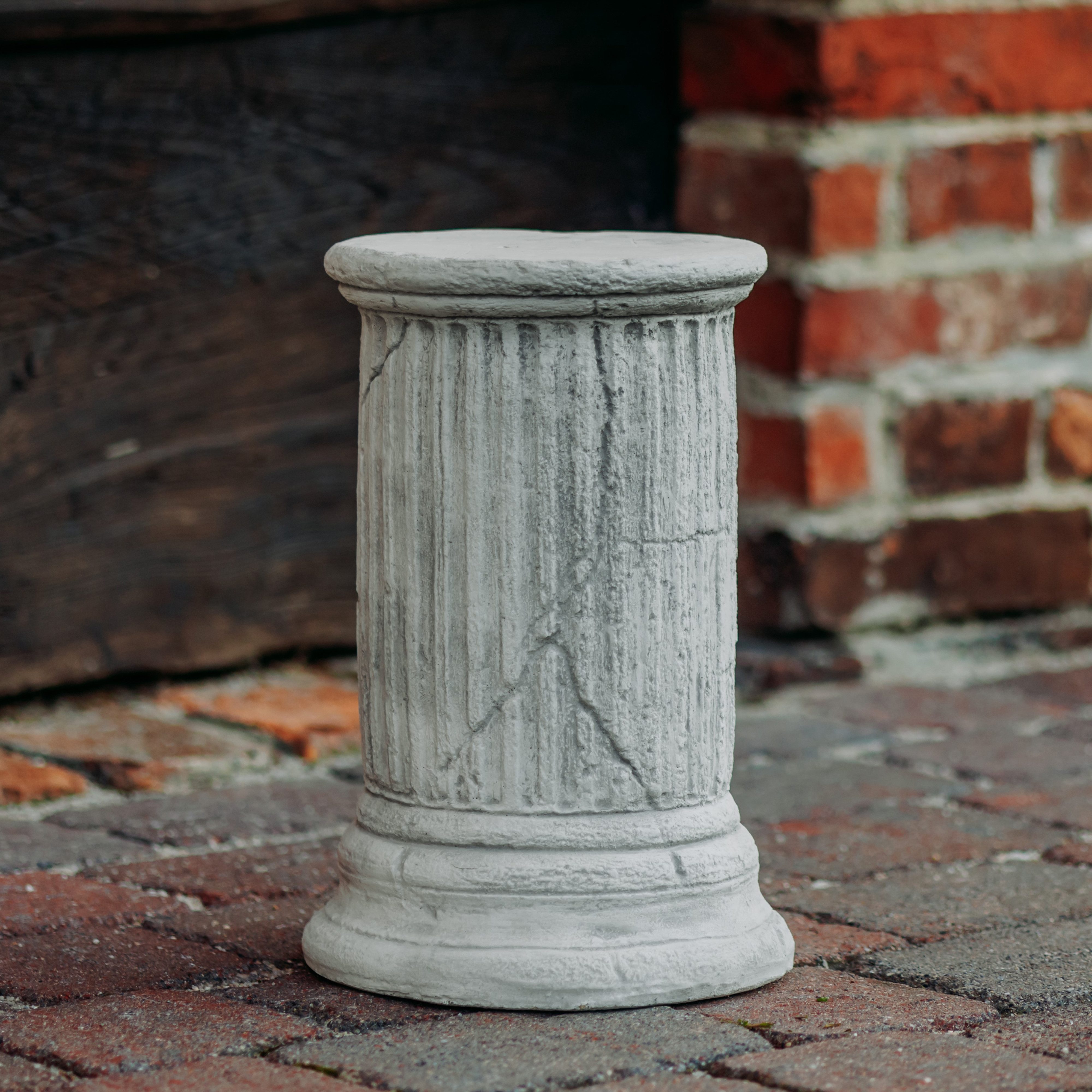 gartendekoparadies.de Gartensockel Antikes Rundes Säulenpodest mit Kanneluren, 36 cm Höhe, 25 kg, Frostsicher
