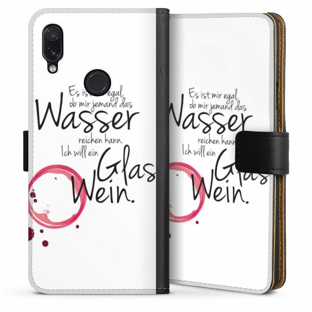 DeinDesign Handyhülle Es ist Mir Egal, Hülle, Handy Flip Case, Wallet Cover, Handytasche Leder Wein Sprüche Statement