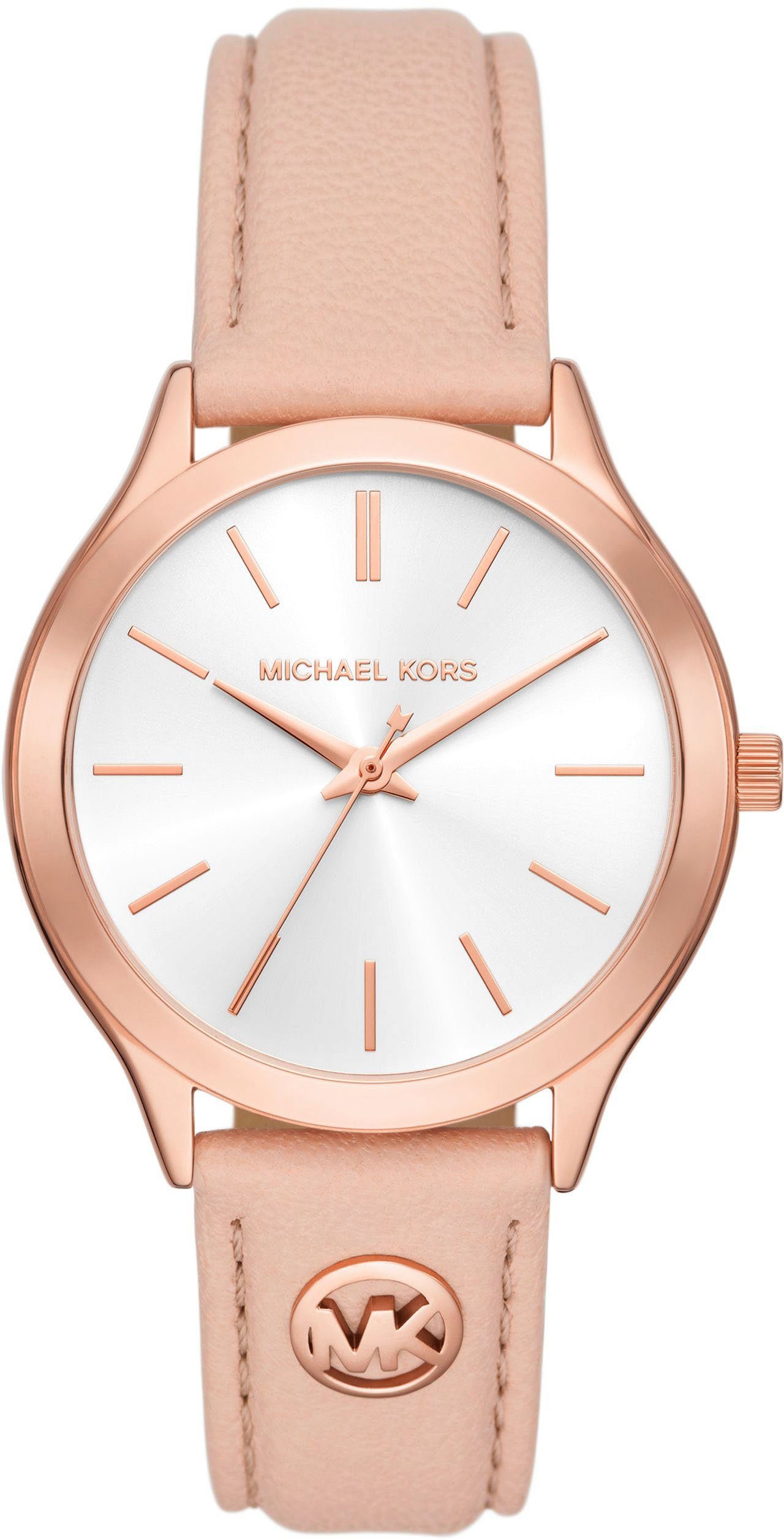 MICHAEL KORS Quarzuhr SLIM RUNWAY MK7467, Armbanduhr, Damenuhr, Lederarmband, analog