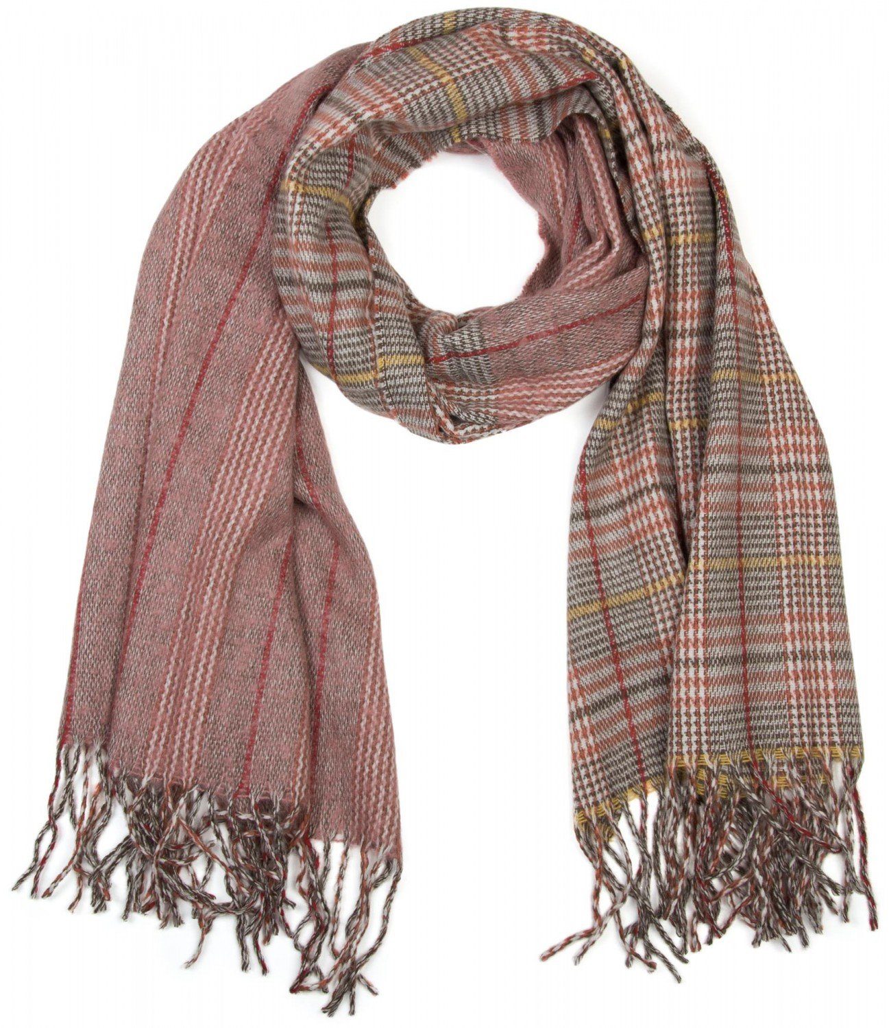 XXL Rosa mit (1-St), Tartan Muster styleBREAKER Strickschal, Karo Plaid Breiter Schal