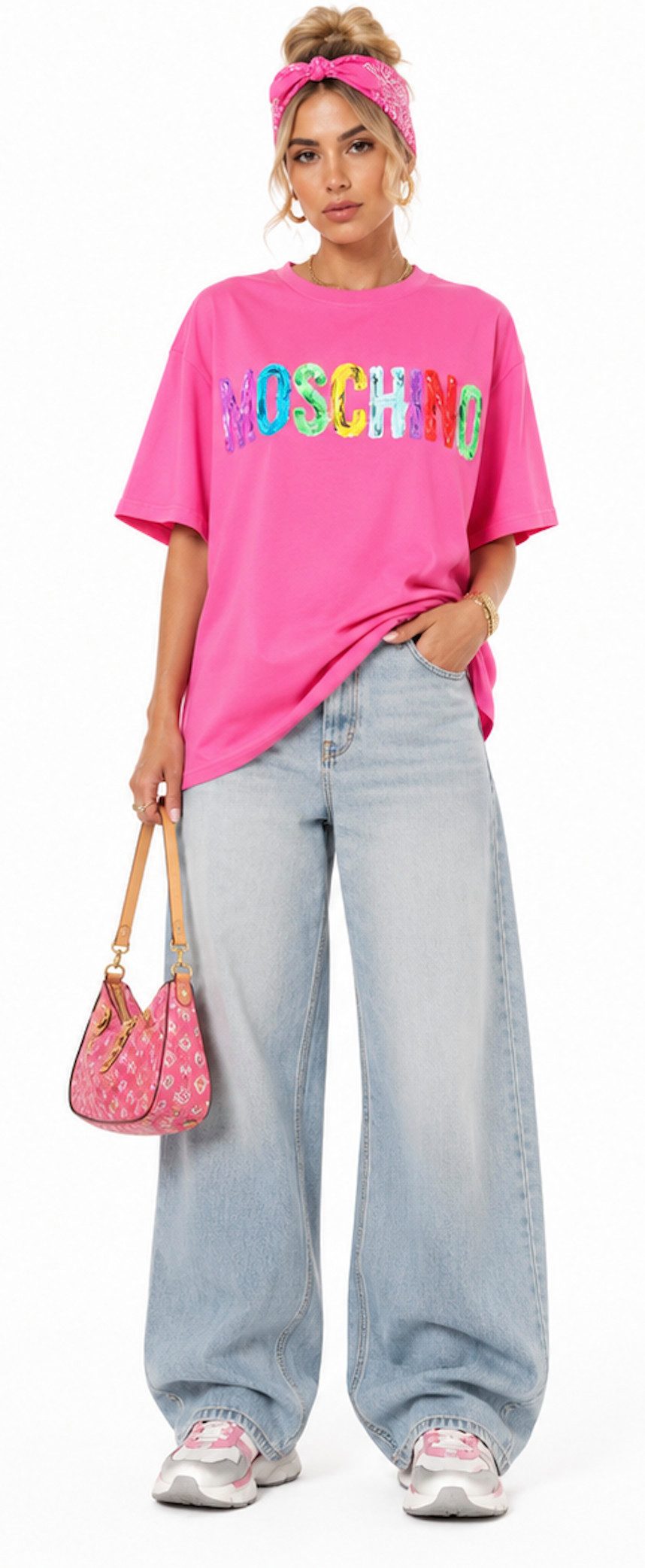 Moschino T-Shirt COUTURE 3D Logo Paint-Effect Shirt Oversize 3D-Logo mit handgemaltem Effekt