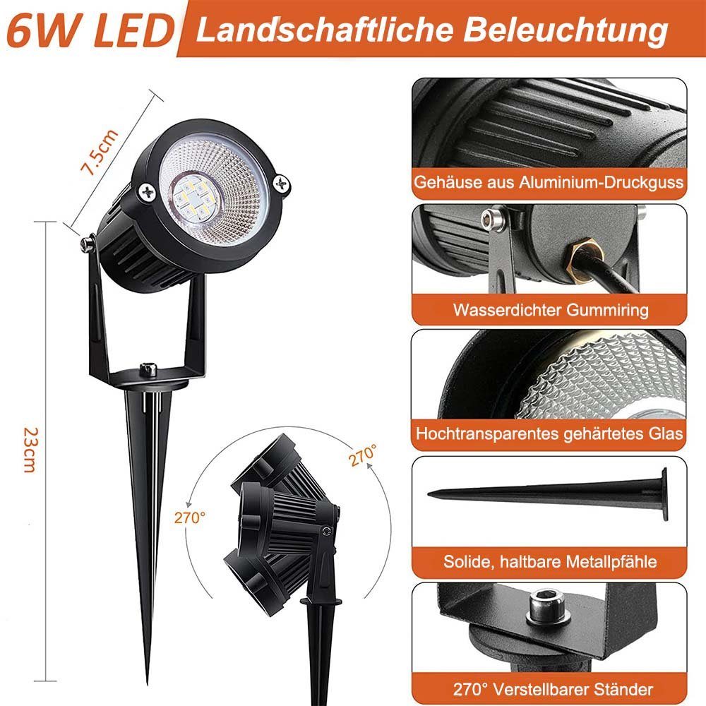 den Fernbedienung, LED mit Weg RGB, Rosnek Deko RGB+Warmweiß, wasserdicht, für Garten, Landschaft Außenbereich Gartenleuchte Memory-Funktion,