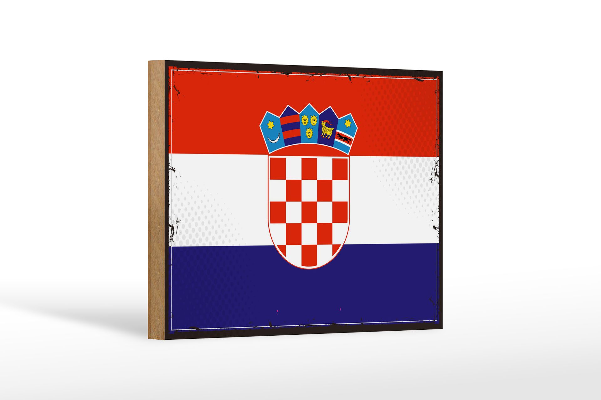 Femer GmbH Holzbild Flagge Kroatiens 18x12 cm Retro Flag of Croatia, Flaggen (1 St), Glatte Holzfaserplatte (MDF), vorn beschichtet