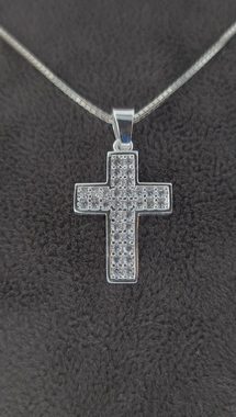NAHLE Kette mit Anhänger Kreuz Silberkette kleines Kreuz Halskette (inklusive Schmuckbox), rhodiniert