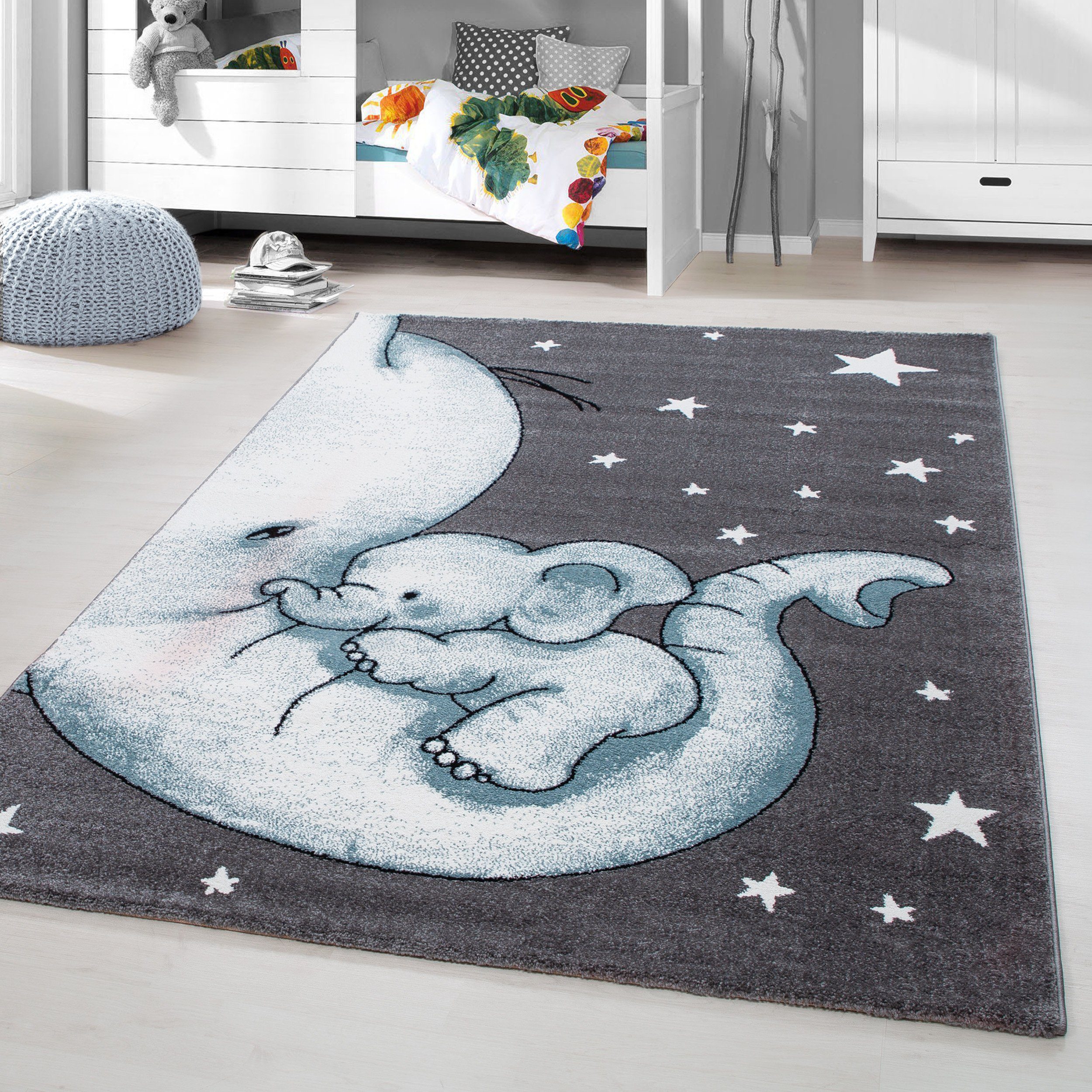 Teppich Elefant-Design, HomebyHome, Läufer, Höhe: Teppich Elefant-Design Kinderzimmer Pflegeleicht mm, Baby 11 Kinderteppich