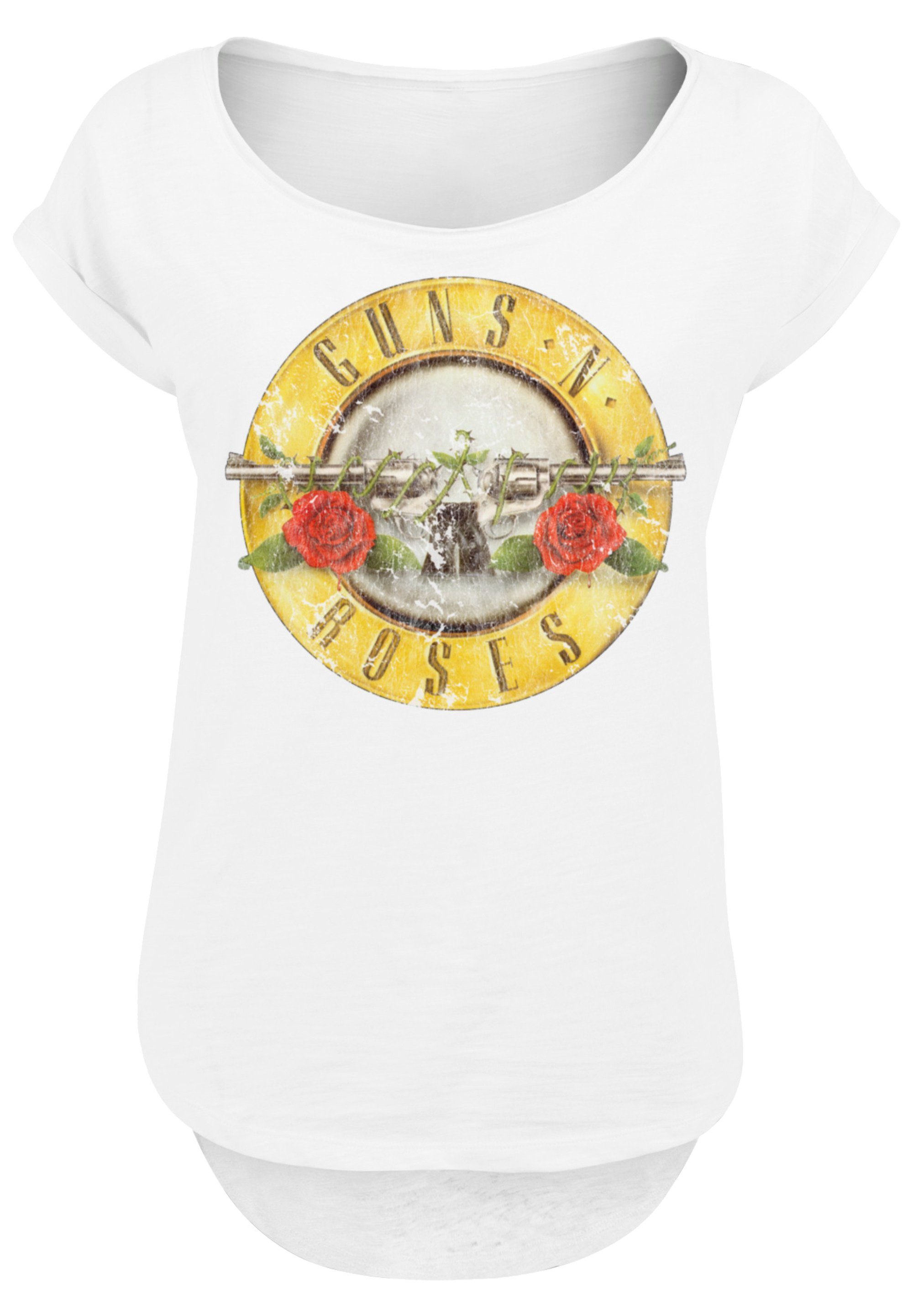 Black Roses T-Shirt 'n' F4NT4STIC SIZE Guns weiß Print Logo Classic PLUS Vintage
