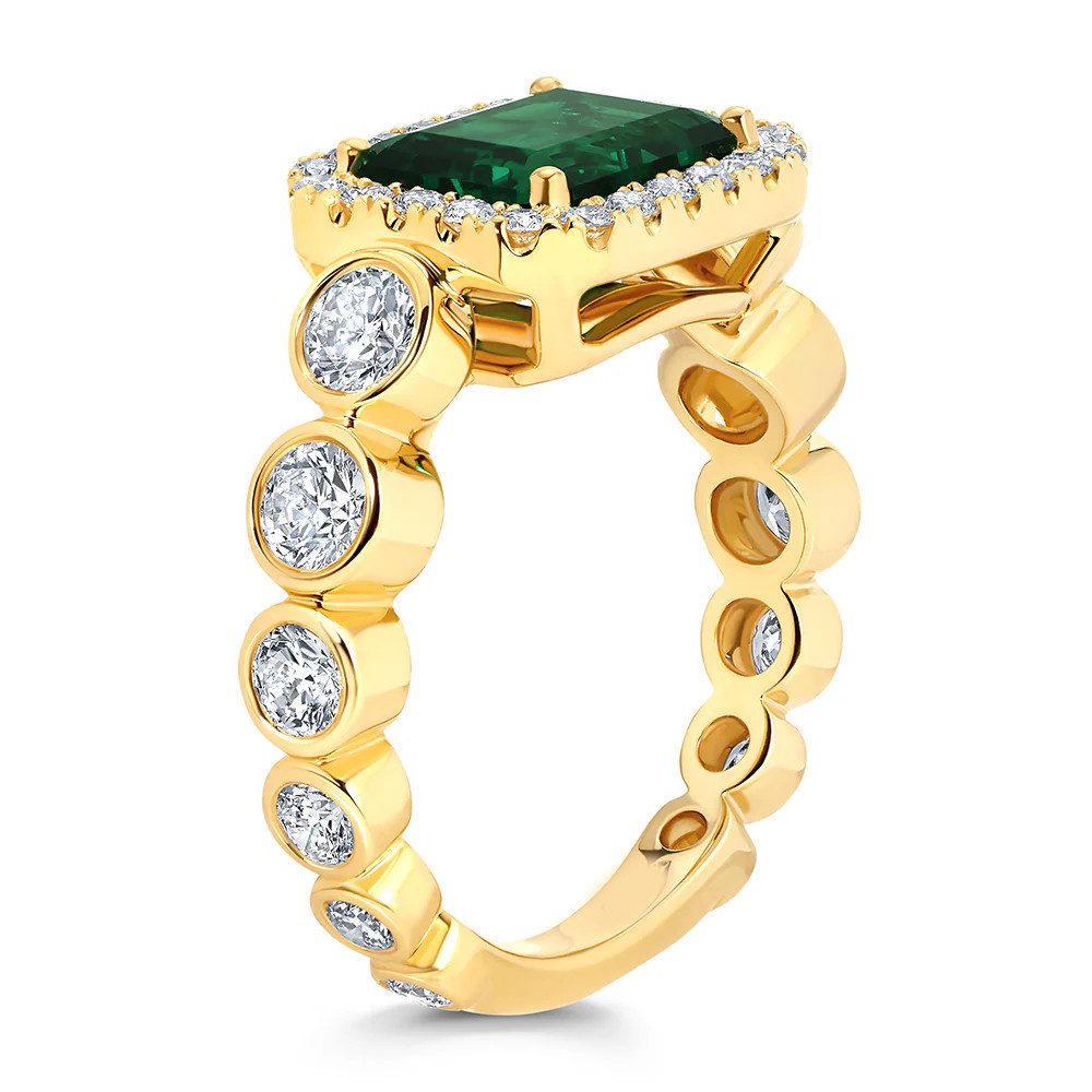 Jumpeak Diamantring 3ct,14K Gelbgold,Diamantring,Ring Mit Grünem Stein,Verlobungsring, Ehering,Ring Mit Stein,Mutter tochter Geschenk, Geschenk für Damen