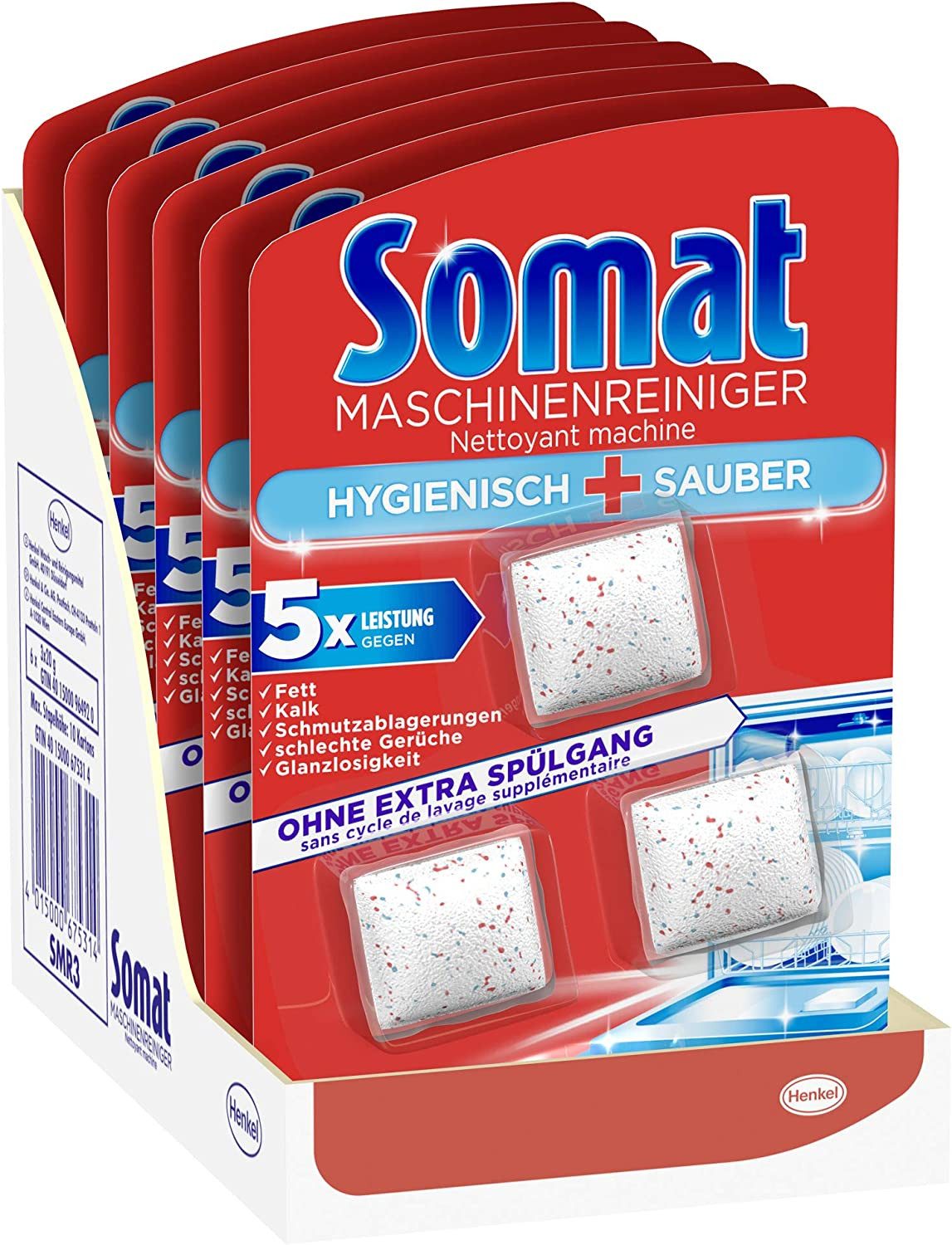 Somat Tabs (6 x 57 g) Spülmaschinenreiniger (Spar-Pack, [18-St. hygienisch und sauber ohne extra Spülgang, gegen Fett und Kalk)