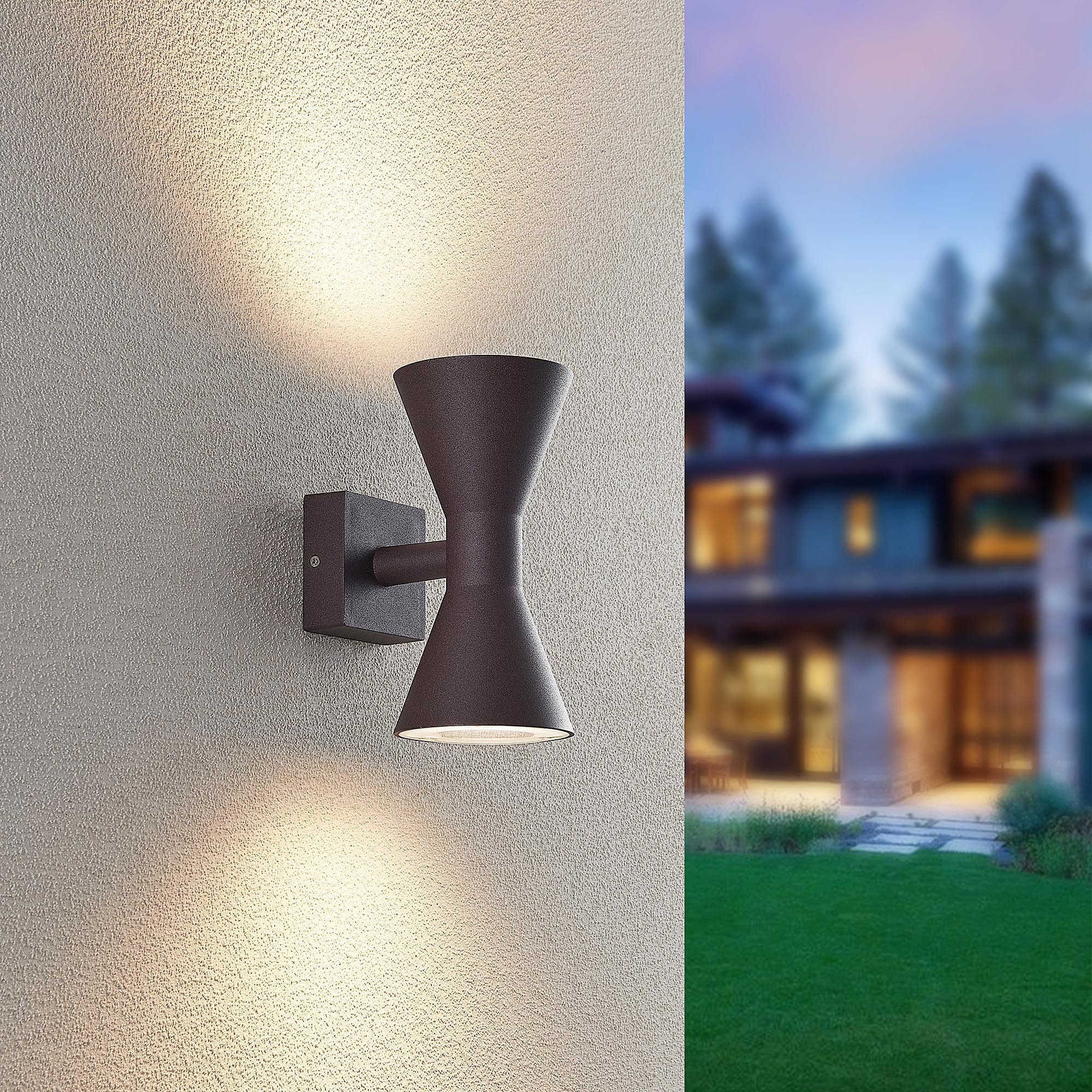 TRIO Leuchten Außen-Wandleuchte ARDAS, up-and-down Licht Fassadenleuchte, exkl 2x GU10 max 10W, IP44, Leuchtmittel wechselbar, warmweiß - kaltweiß, Outdoor Wandlampe in Sanduhr-Form, für Garten Terrasse Haustür Lampe