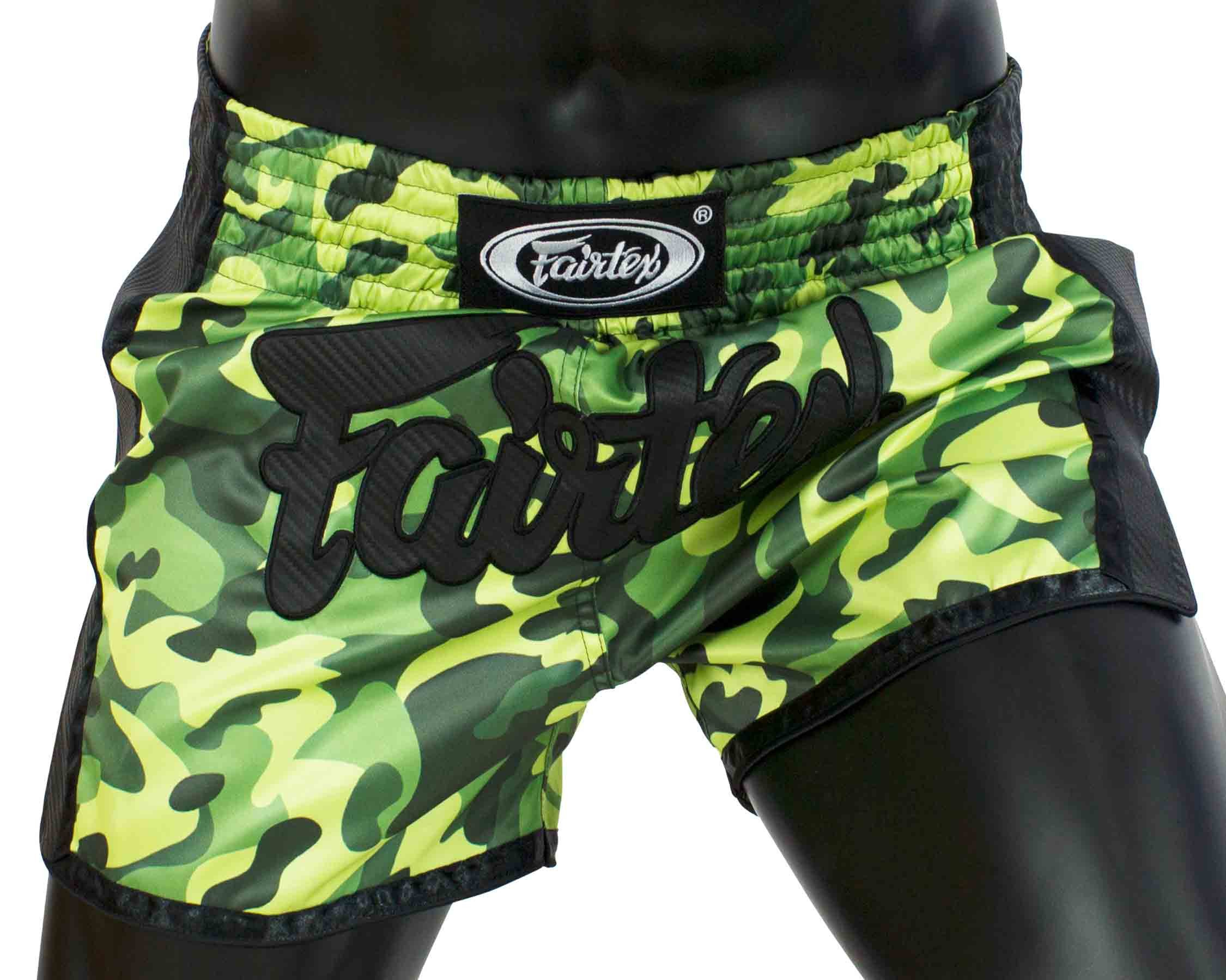 Fairtex Shorts Muay Thai Short Camogrün (Packung, 1er-Pack) Handgefertigt in Thailand