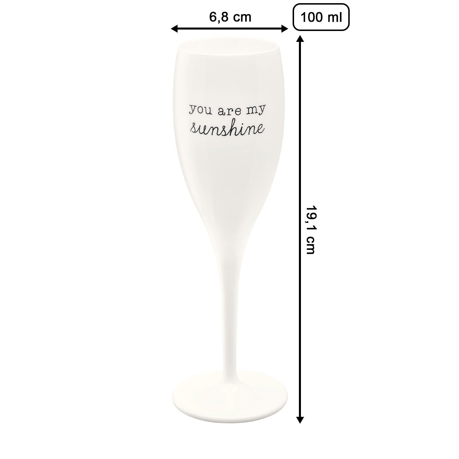 KOZIOL Sektglas CHEERS NO. 1 Sektglas Superglas mit Druck 100 ml, 1-tlg., Kunststoff