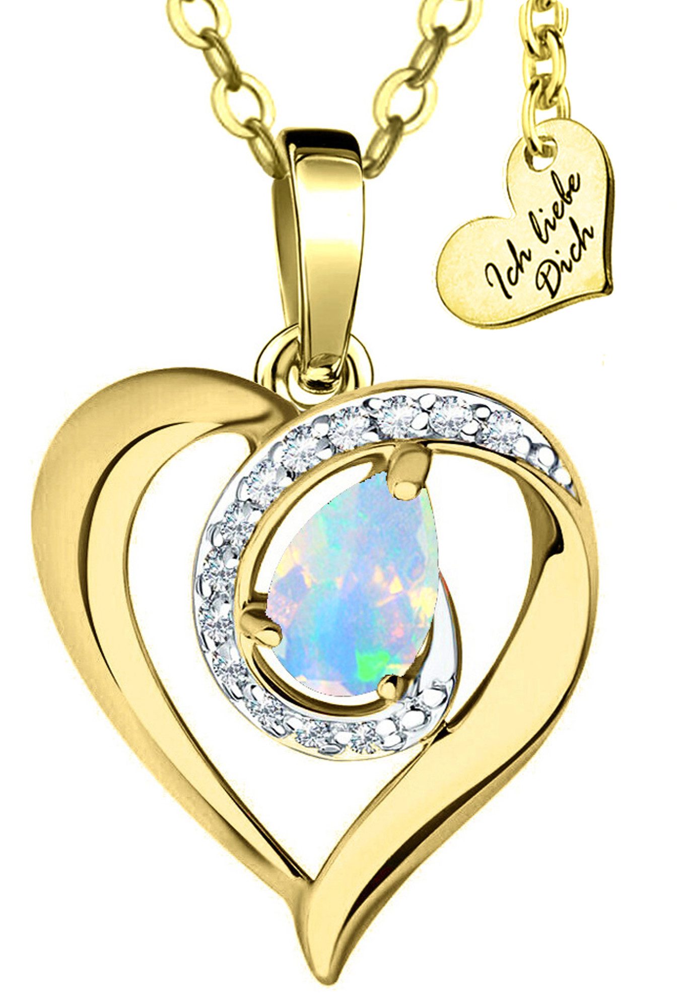 Limana Herzkette echter Opal Edelstein Kette mit Herz Anhänger 925 Silber g günstig online kaufen