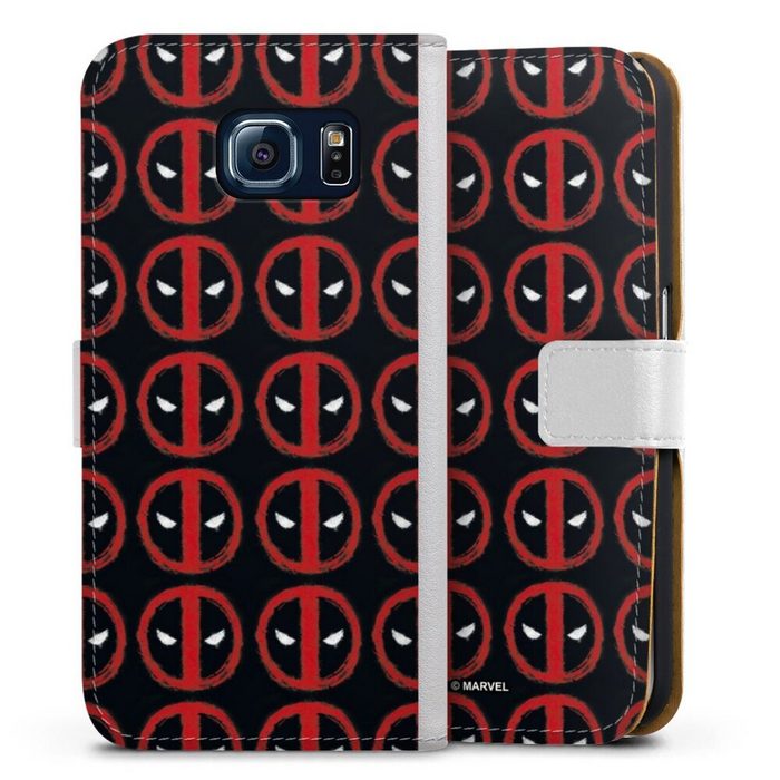DeinDesign Handyhülle Deadpool Pattern Samsung Galaxy S6 Hülle Handy Flip Case Wallet Cover Handytasche Leder