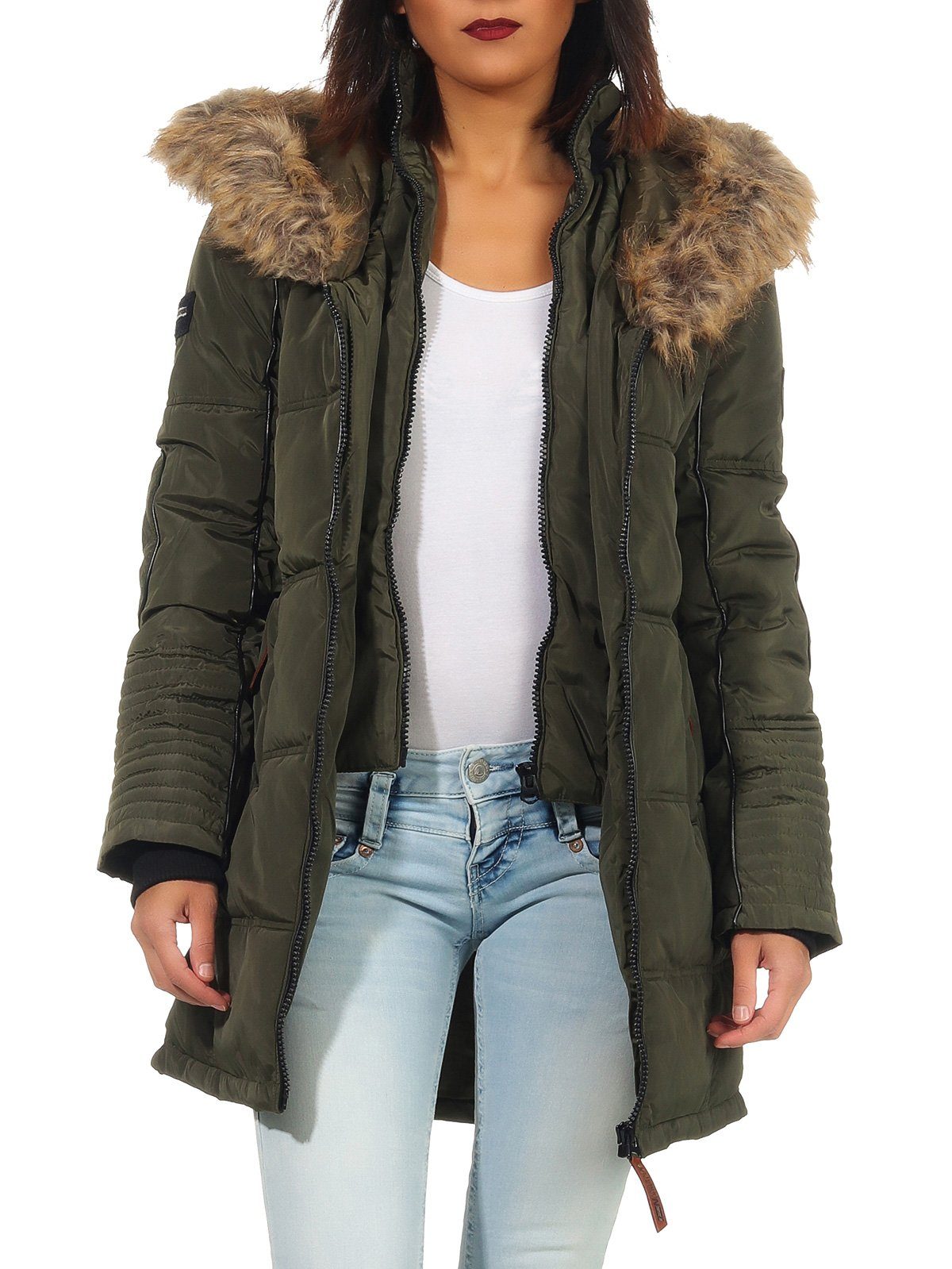 Geographical Norway Winterjacke Damen Outdoor Jacke G-Blustery by leyoley in Unifarbe, mit XXL-Kapuze
