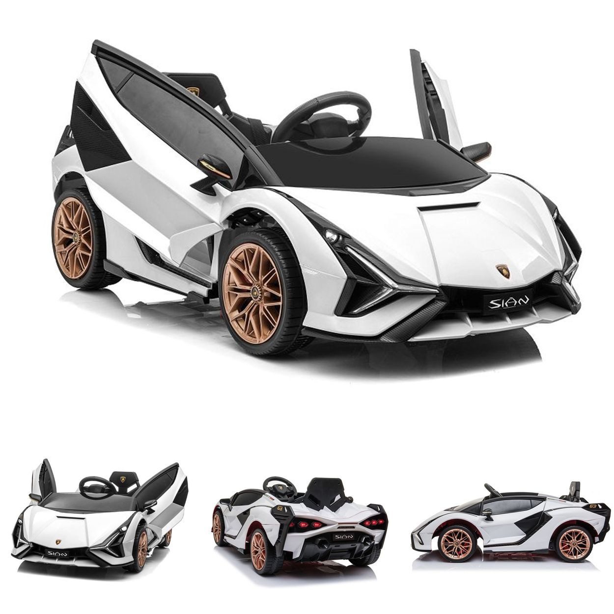 ES-Toys Elektro-Kinderauto Elektroauto Lamborghini Sian, Belastbarkeit 40 kg, EVA-Reifen Flügeltüren Scheinwerfer