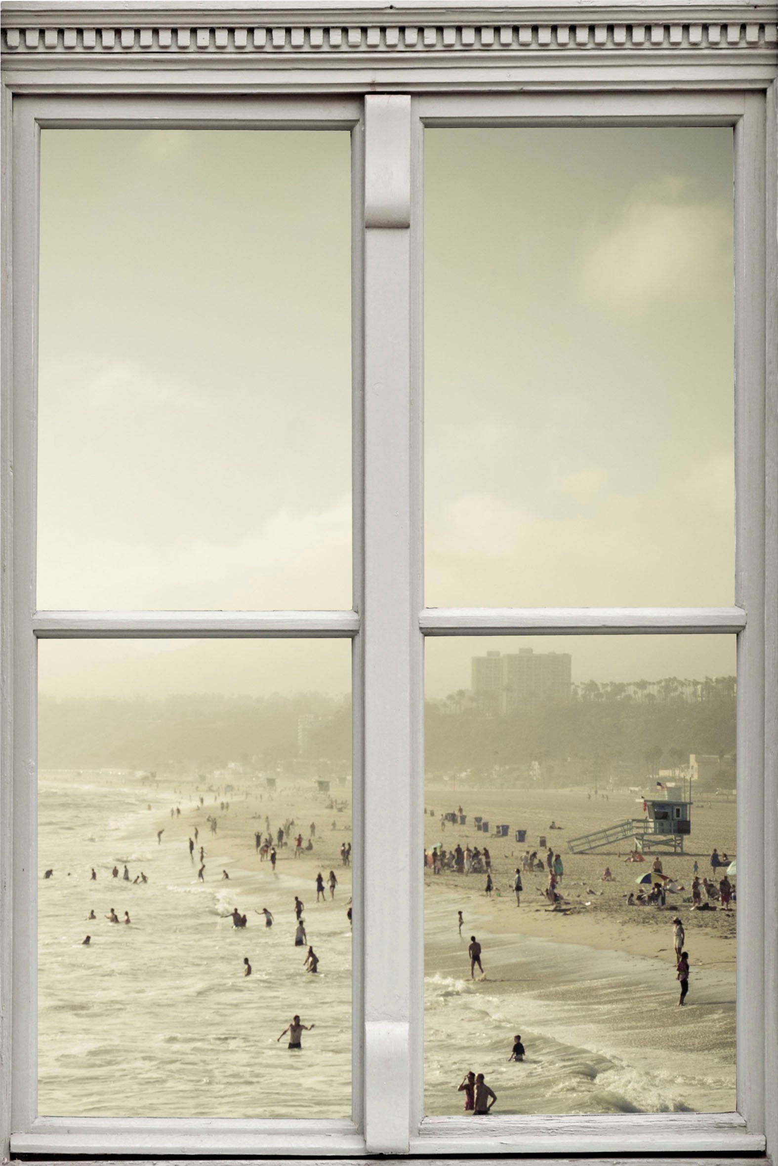 queence Wandsticker Beach, Wandsticker, Wandbild, selbstklebend, 3D, Fenster