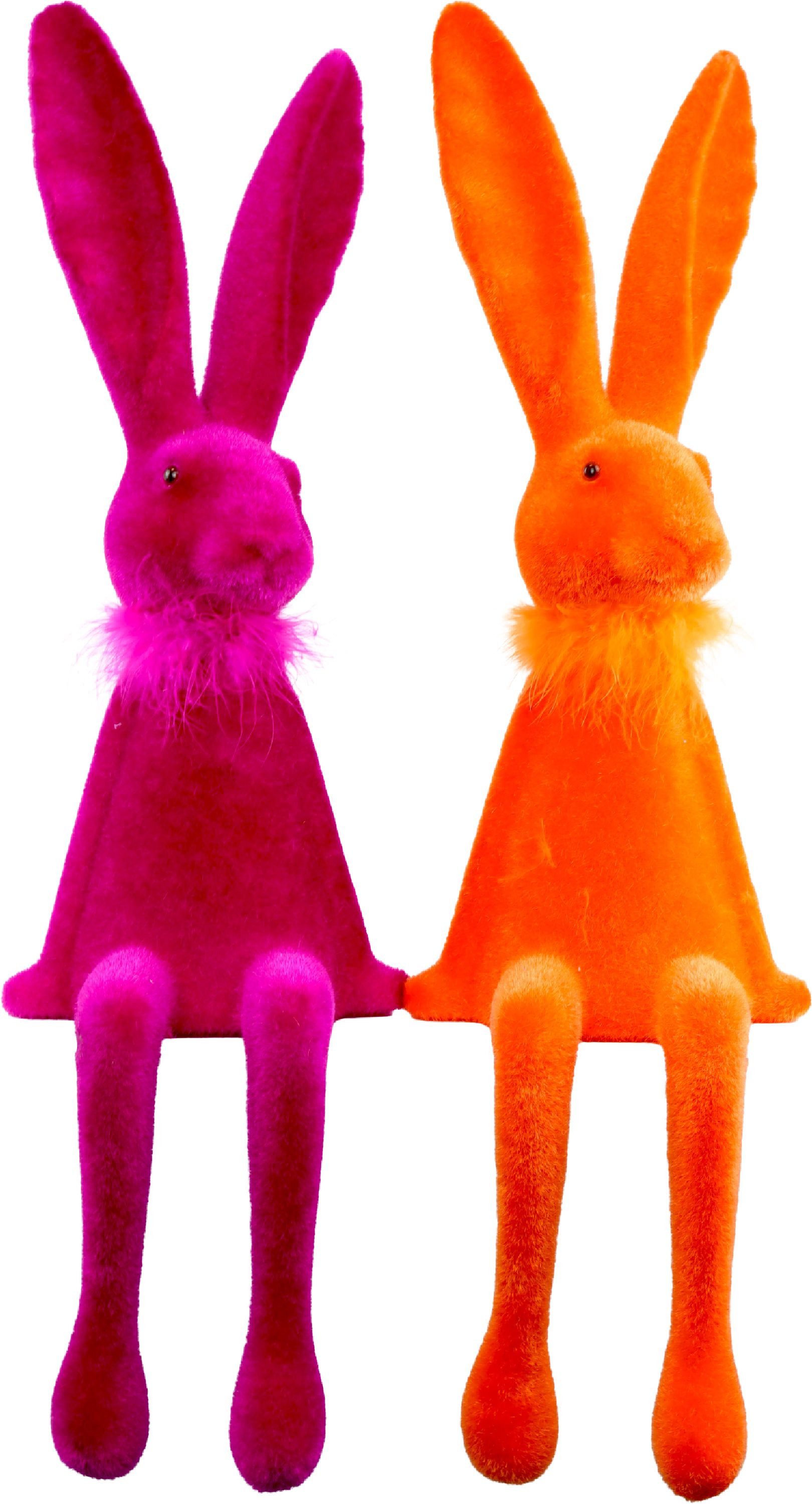 FURNARO Dekoobjekt (2-tlg. Dekohasenset), Sitzende Figur mit langen Beinen und weicher Haptik