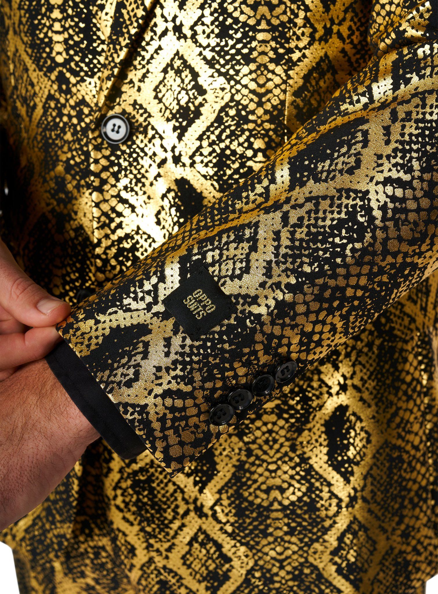 Opposuits Partyanzug Shiny Snake Kostüm Anzug - für Karneval Halloween, Cobrastyle: ein Anzug aus glänzend goldener Schlangenhaut