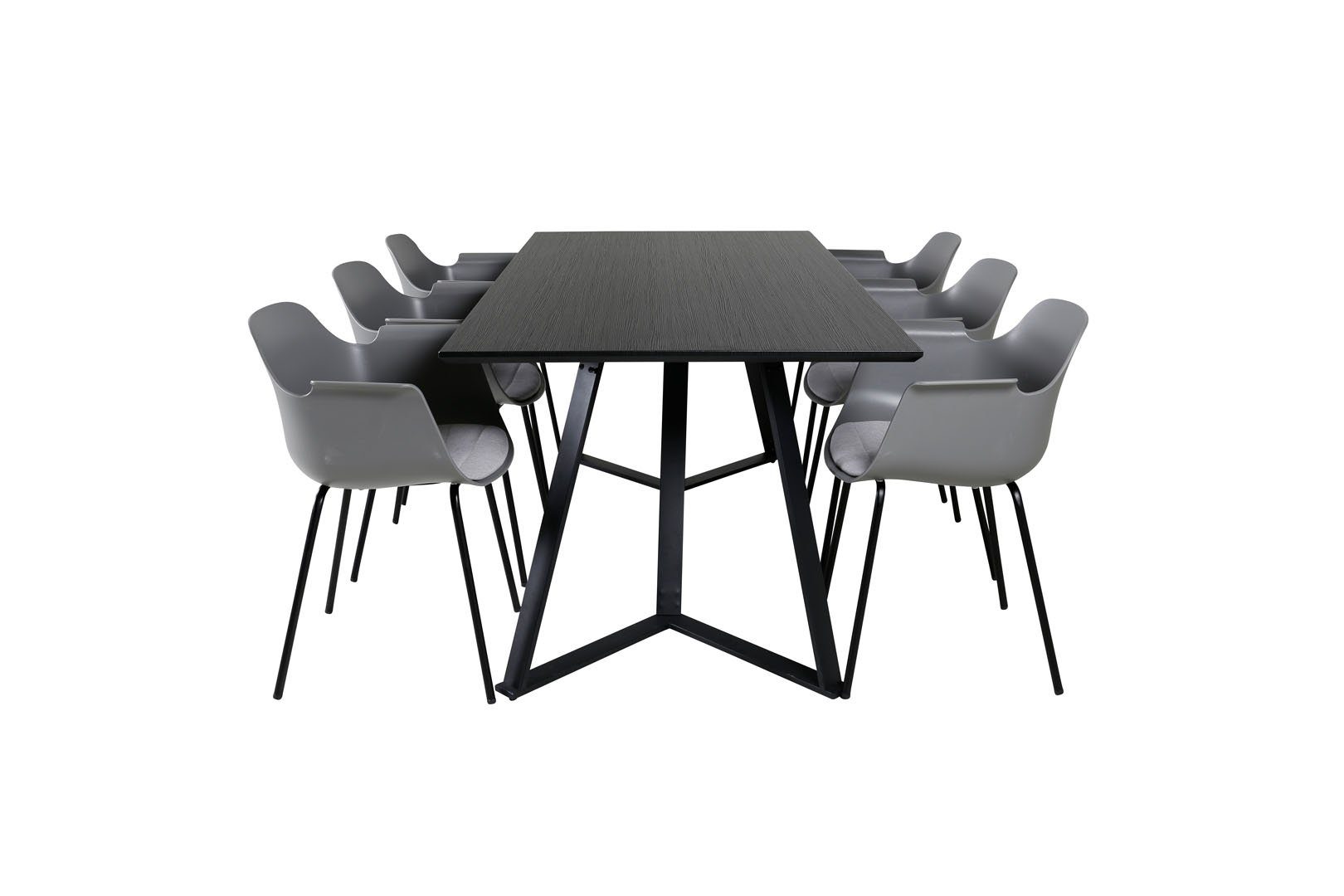 ebuy24 Essgruppe MarinaBLBL Essgruppe Esstisch schwarz und 6 Comfor, (7-tlg) Grau