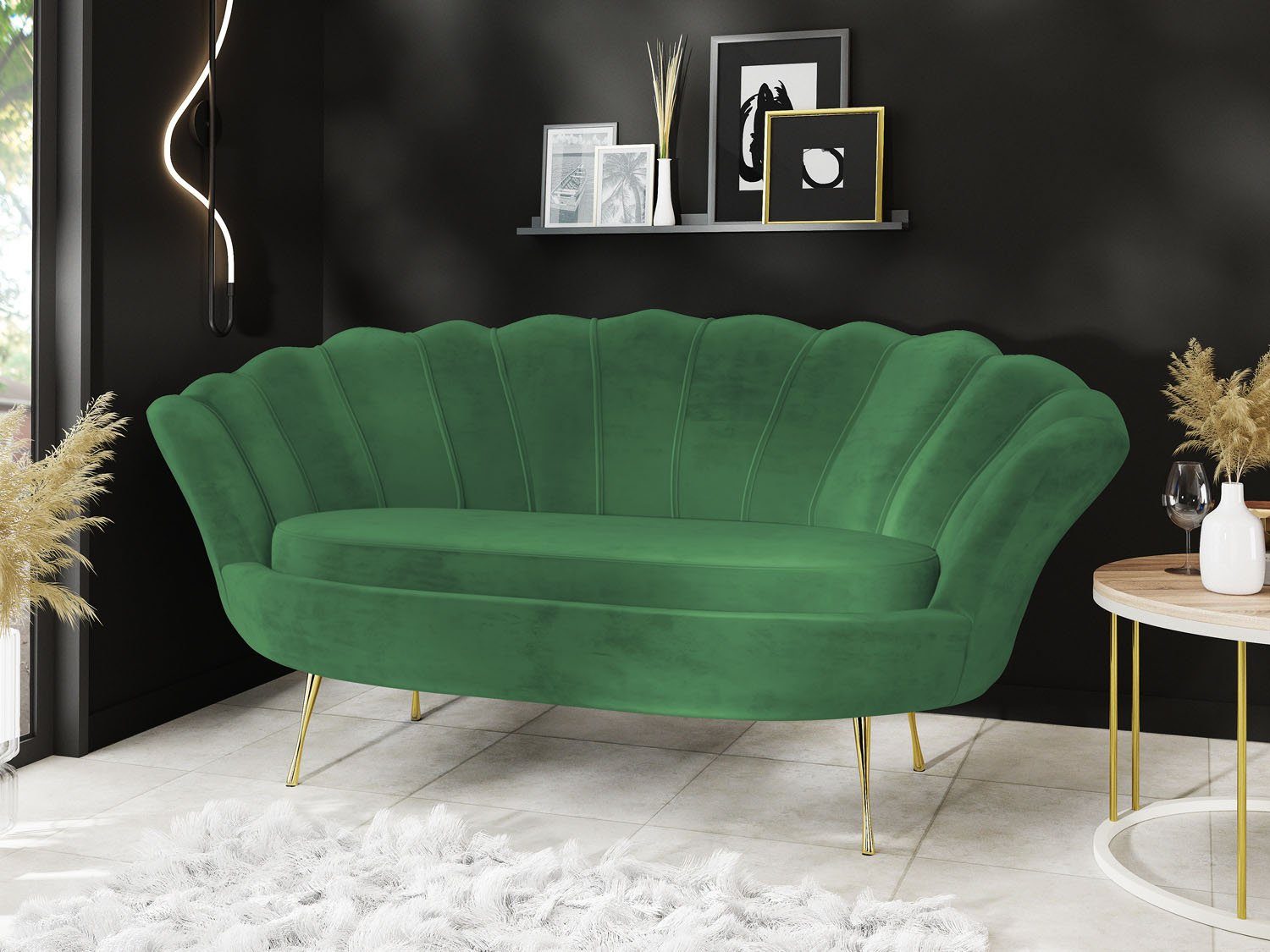 WFL GROUP Sofa Muschel, Samt 2-Sitzer günstig online kaufen