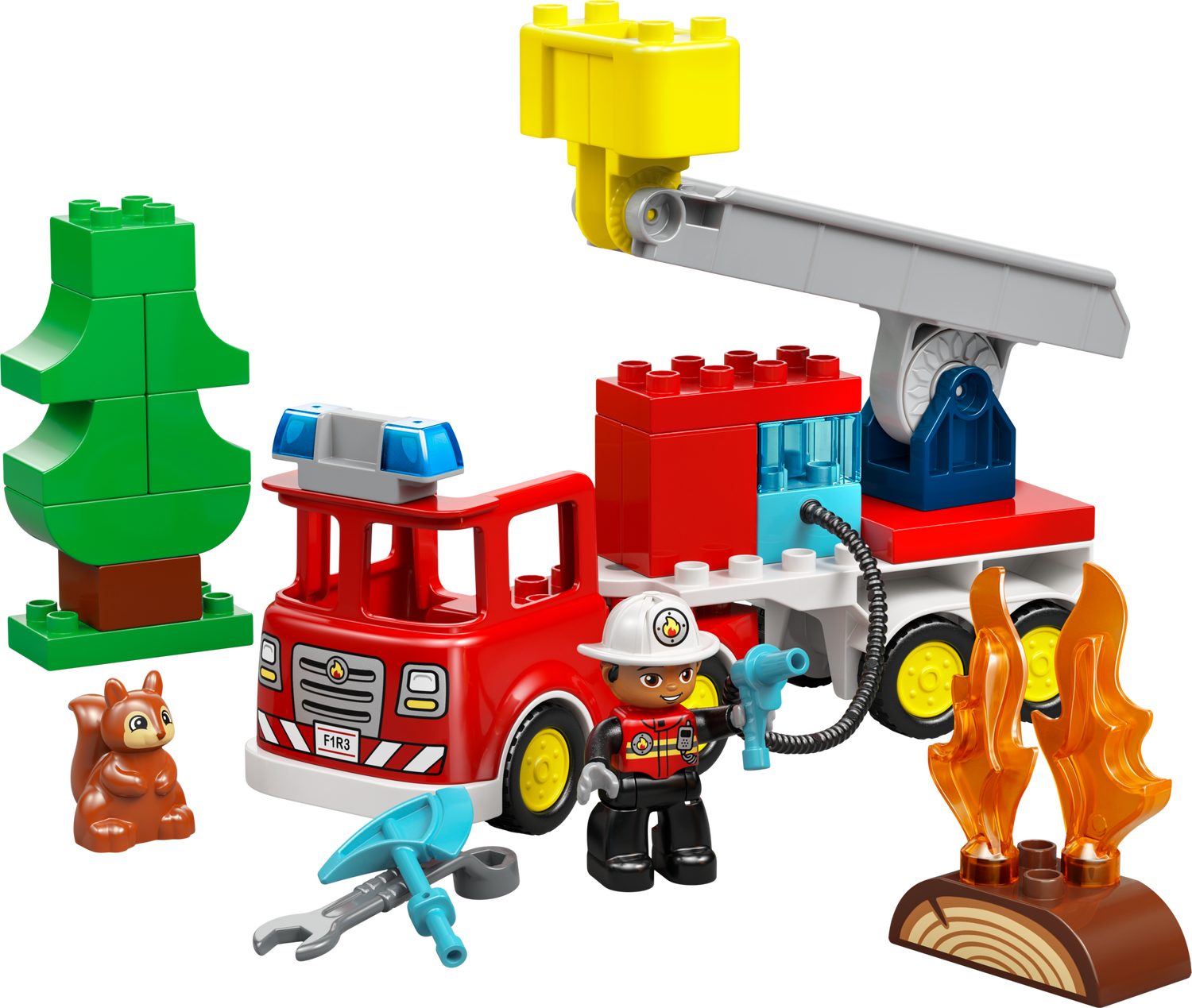 DUPLO 10473 Löschauto mit Schlauch und Feuerwehrmann Spielbausteine