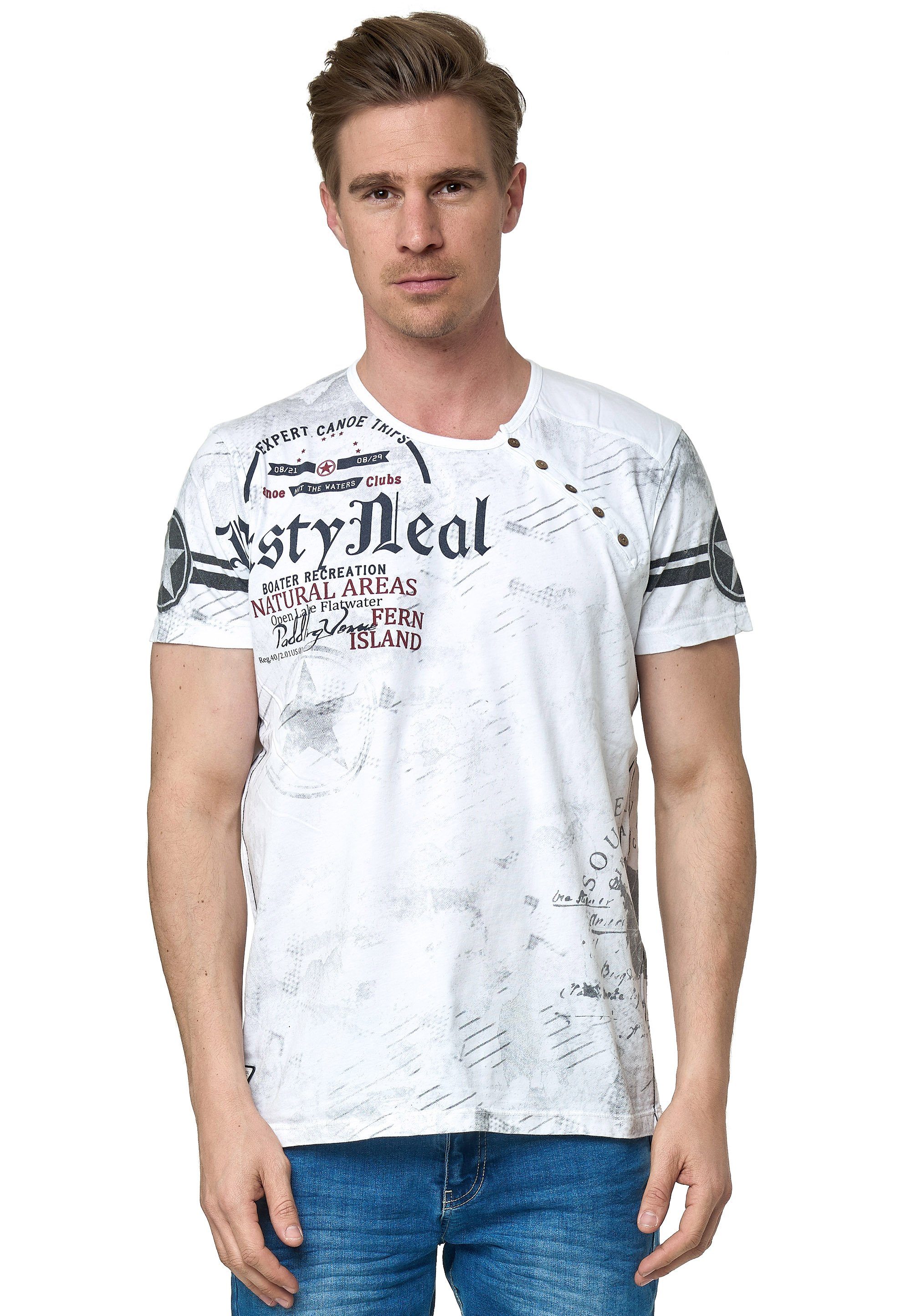 Rusty Neal T-Shirt mit coolem Logo-Print weiß