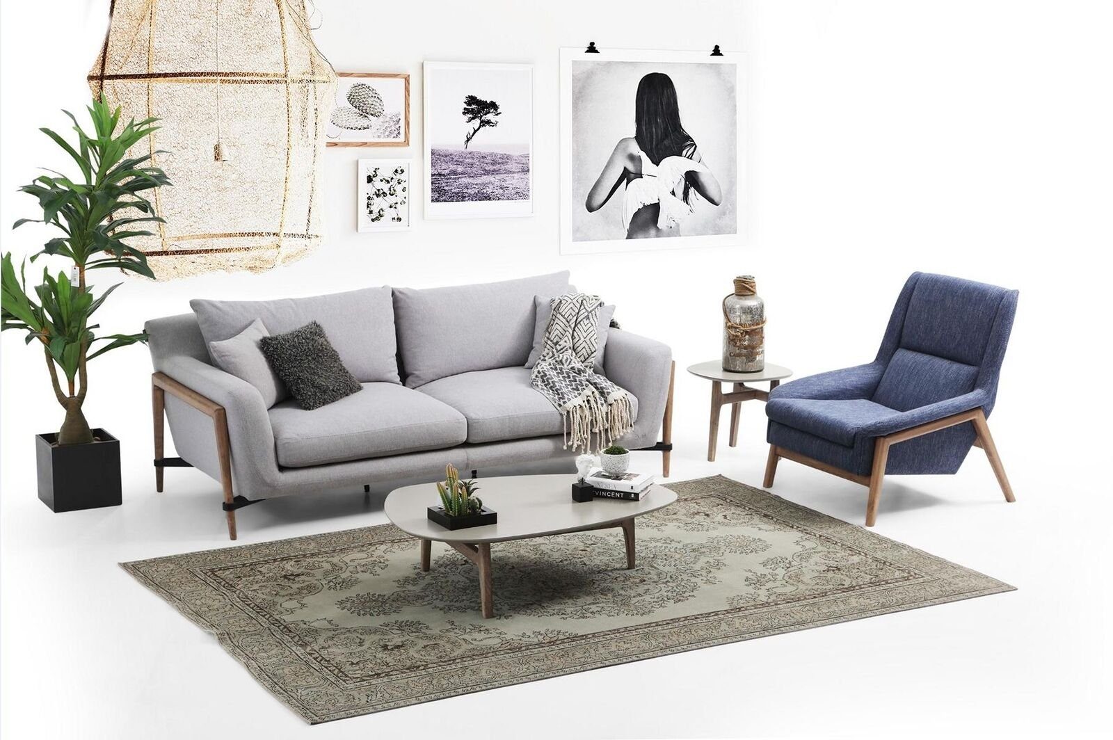 Sofa Sitzer Sofas in 3 Design Modern Wohnzimmer 1 Made Stoff Dreisitzer Teile, JVmoebel Grau, 3-Sitzer Europa