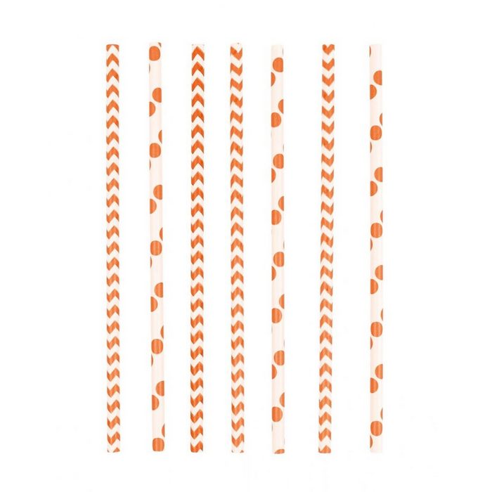 Horror-Shop Einweggeschirr-Set Orange Party Strohhalme aus Papier 24 Stück Papier