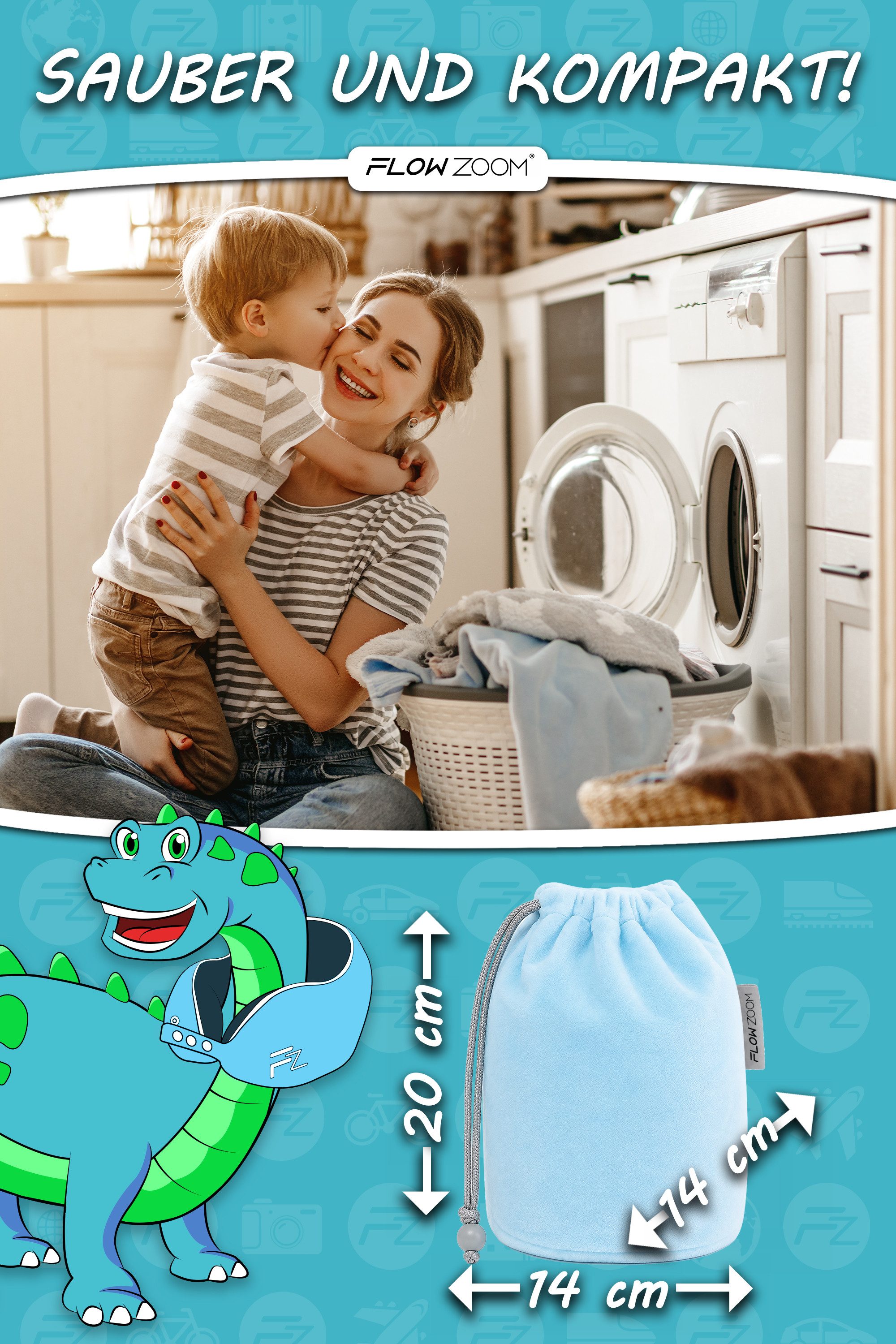 FLOWZOOM Nackenhörnchen COMFY KIDS Nackenkissen Kinder – Reisekissen Memory-Schaum, Kinder-Reisekissen Memory-Foam - Nackenhörnchen Kinder – Bild 4 von 5
