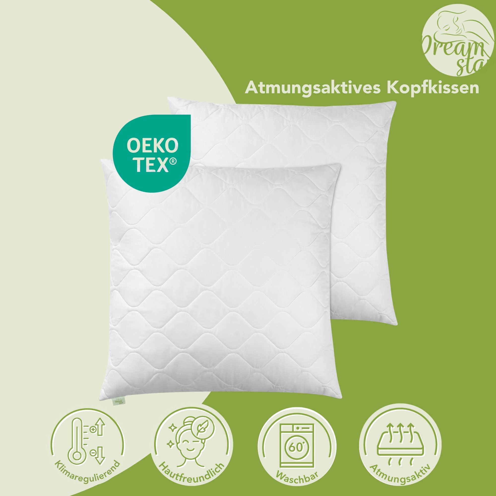 Dreamstar Microfaserkissen gestepptes Kopfkissen 40x80 cm und 80x80 cm - Pr günstig online kaufen