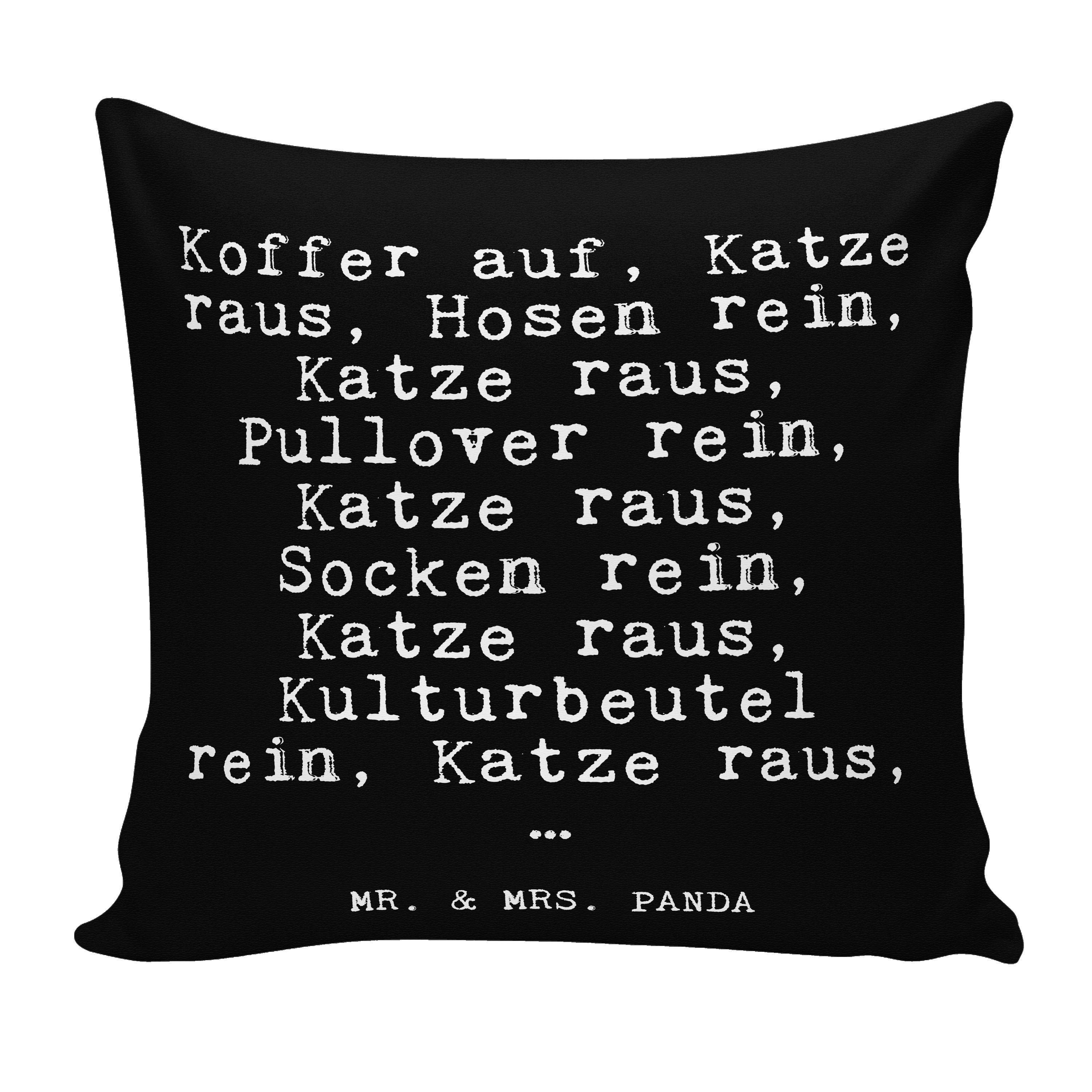 Reise, - Mr. Schwarz - Panda Koffer raus,... auf, Glizer Spruch & Geschenk, Katze Dekokissen Mrs.