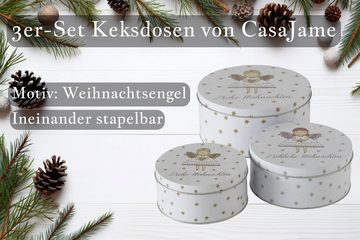 BOLTZE GRUPPE GmbH Keksdose CasaJame Keksdosen 3 tlg. Plätzchendose Dosen für Plätzchen Engel V4